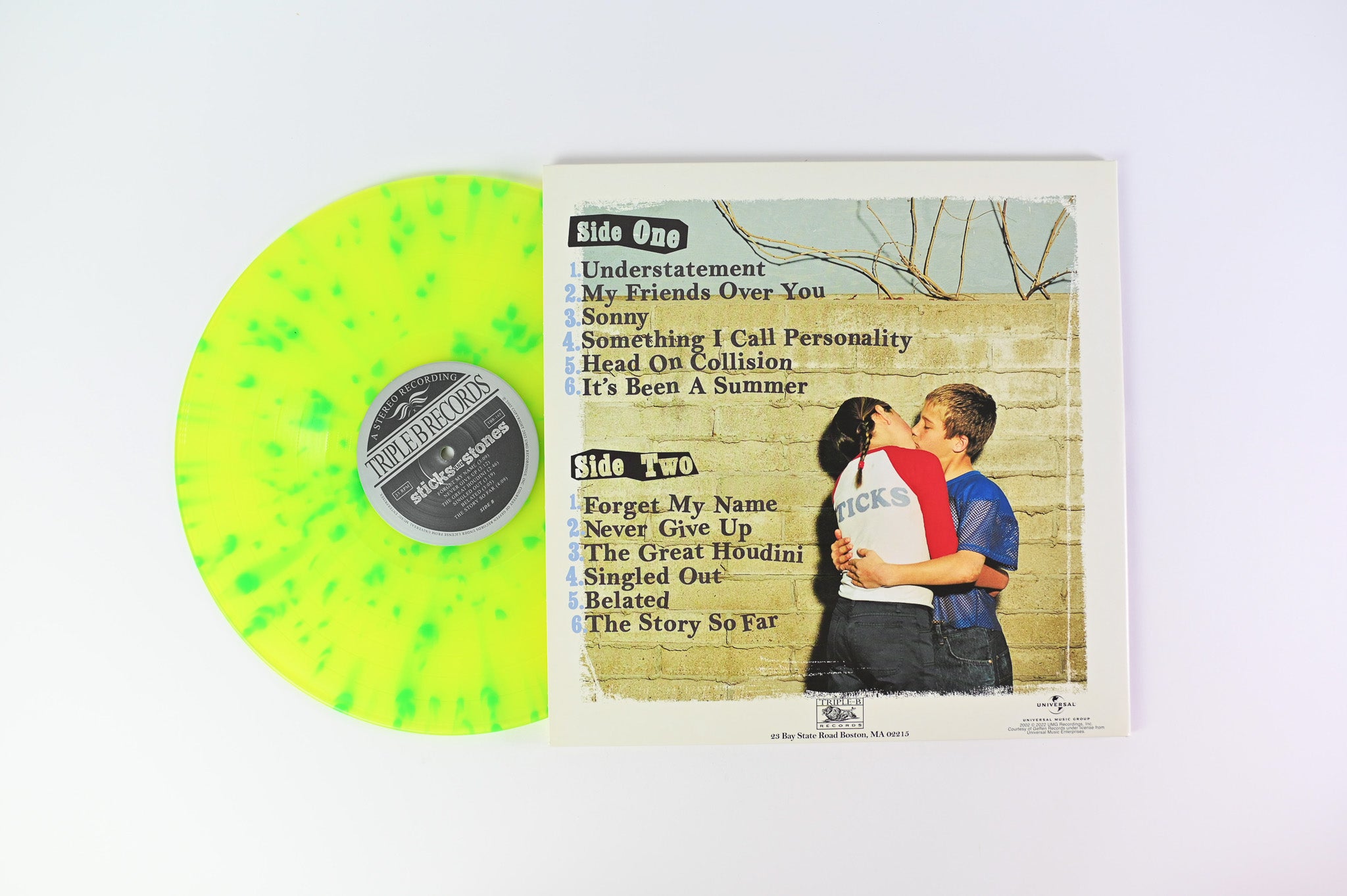 New Found Glory - Sticks And Stones on Triple B Ltd Yellow / Green Splatter Reissue