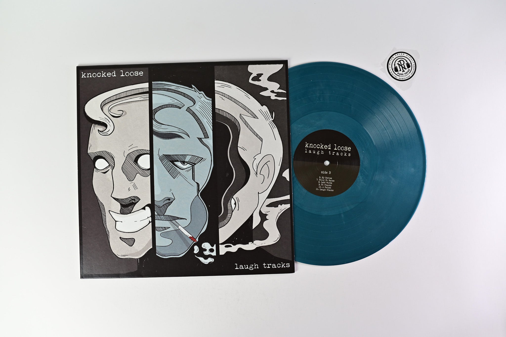 Knocked Loose - Laugh Tracks on Pure Noise Ltd Silver & Blue Galaxy Repress