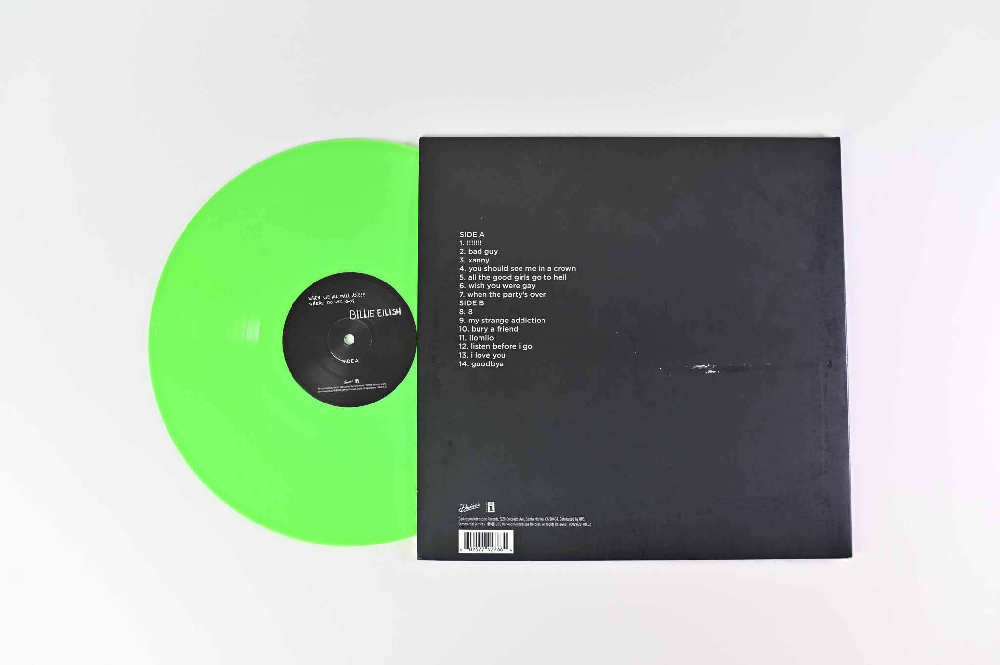 Billie Eilish - When We All Fall Asleep, Where Do We Go? on Darkroom Lime Green Vinyl