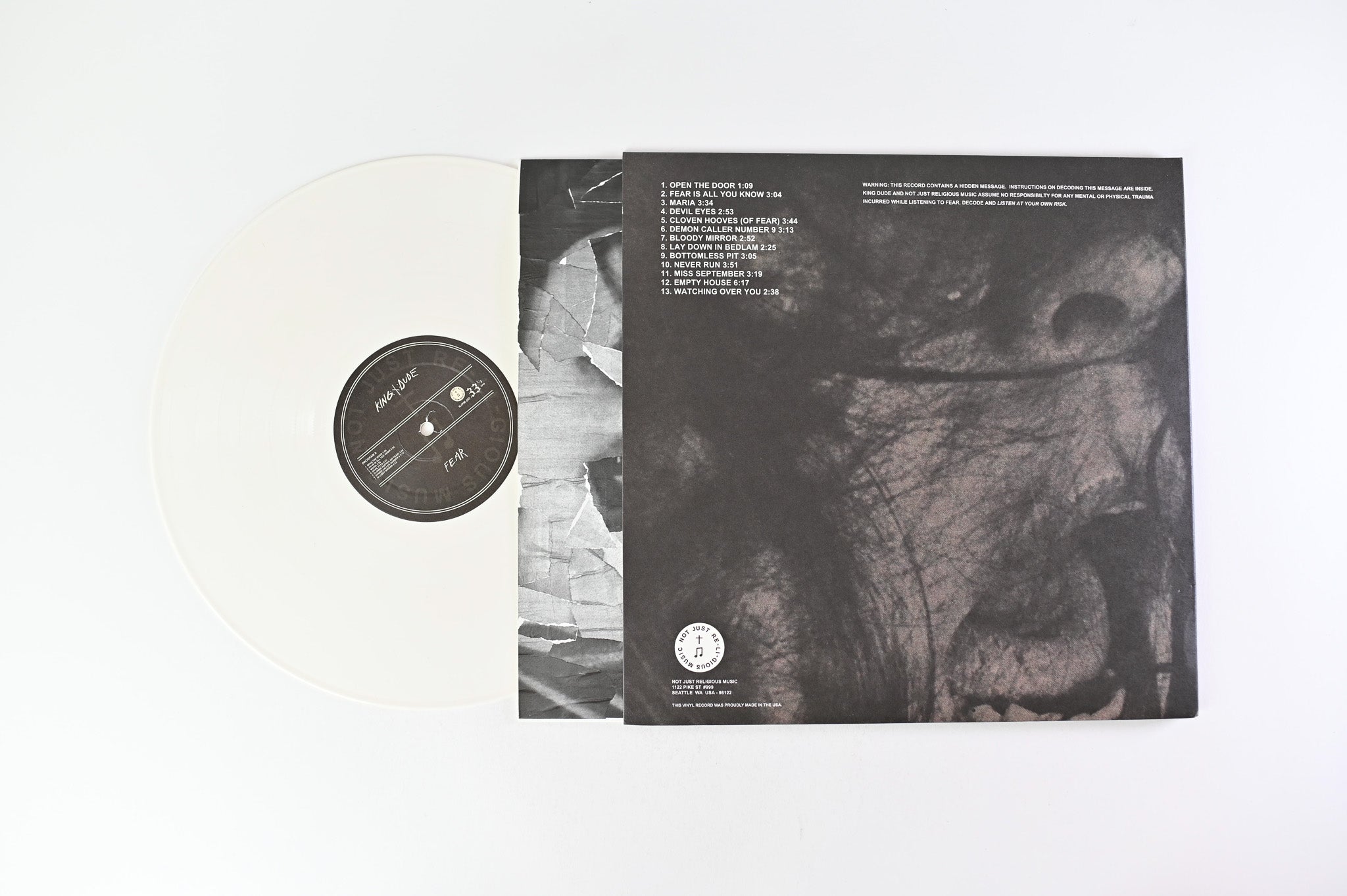 King Dude - Fear on Not Just Religious Music - White Vinyl