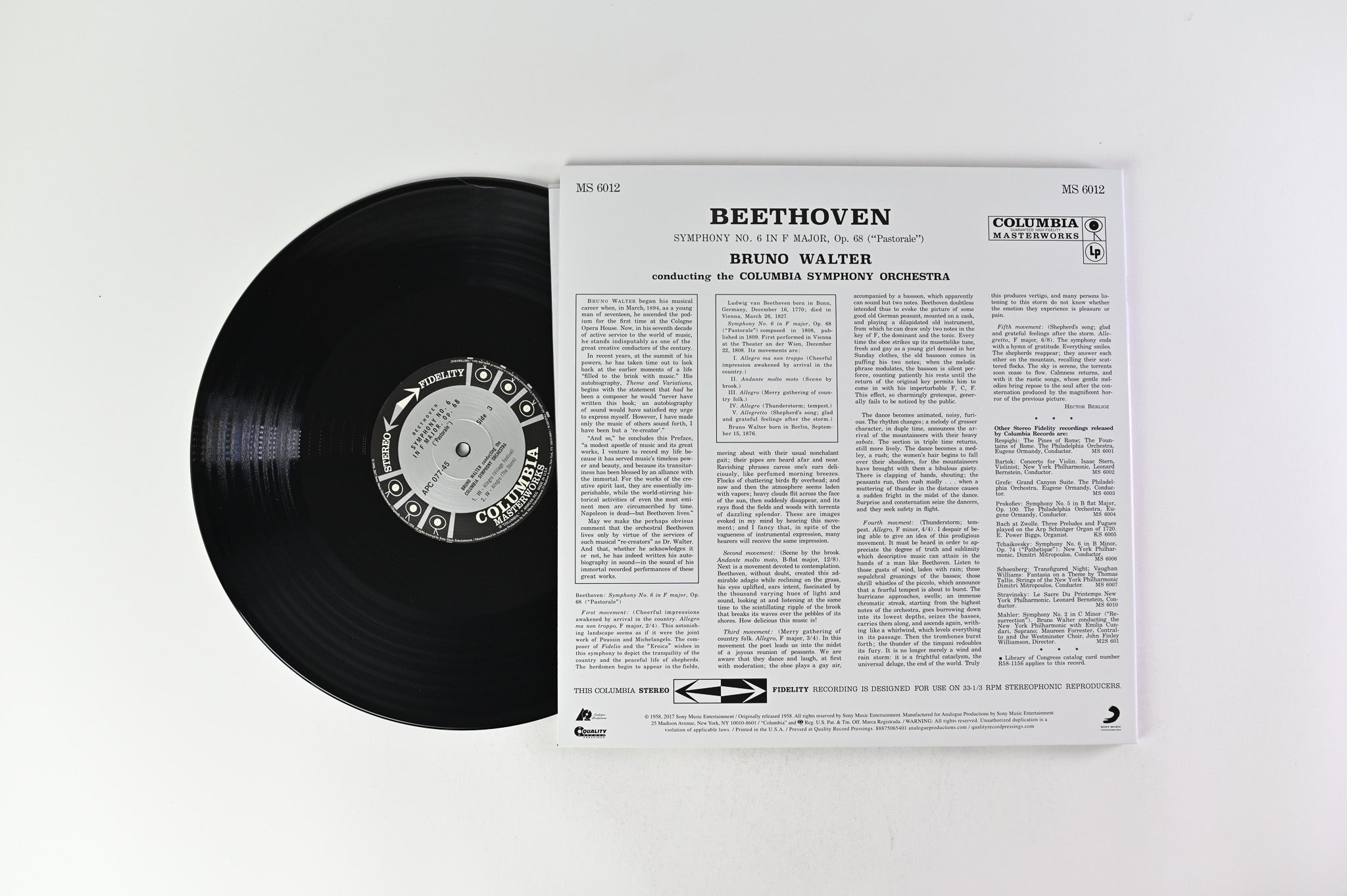 Bruno Walter - Beethoven: Symphony No. 6 in F Major, Op. 68 (Columbia Symphony Orchestra) on Analogue Productions