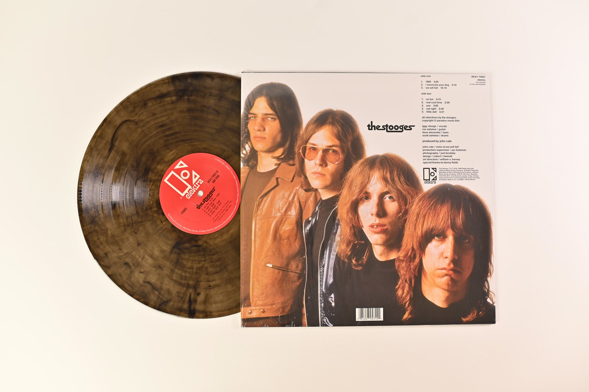 The Stooges - The Stooges on Elektra Rhino Ltd Clear / Black Swirl Reissue
