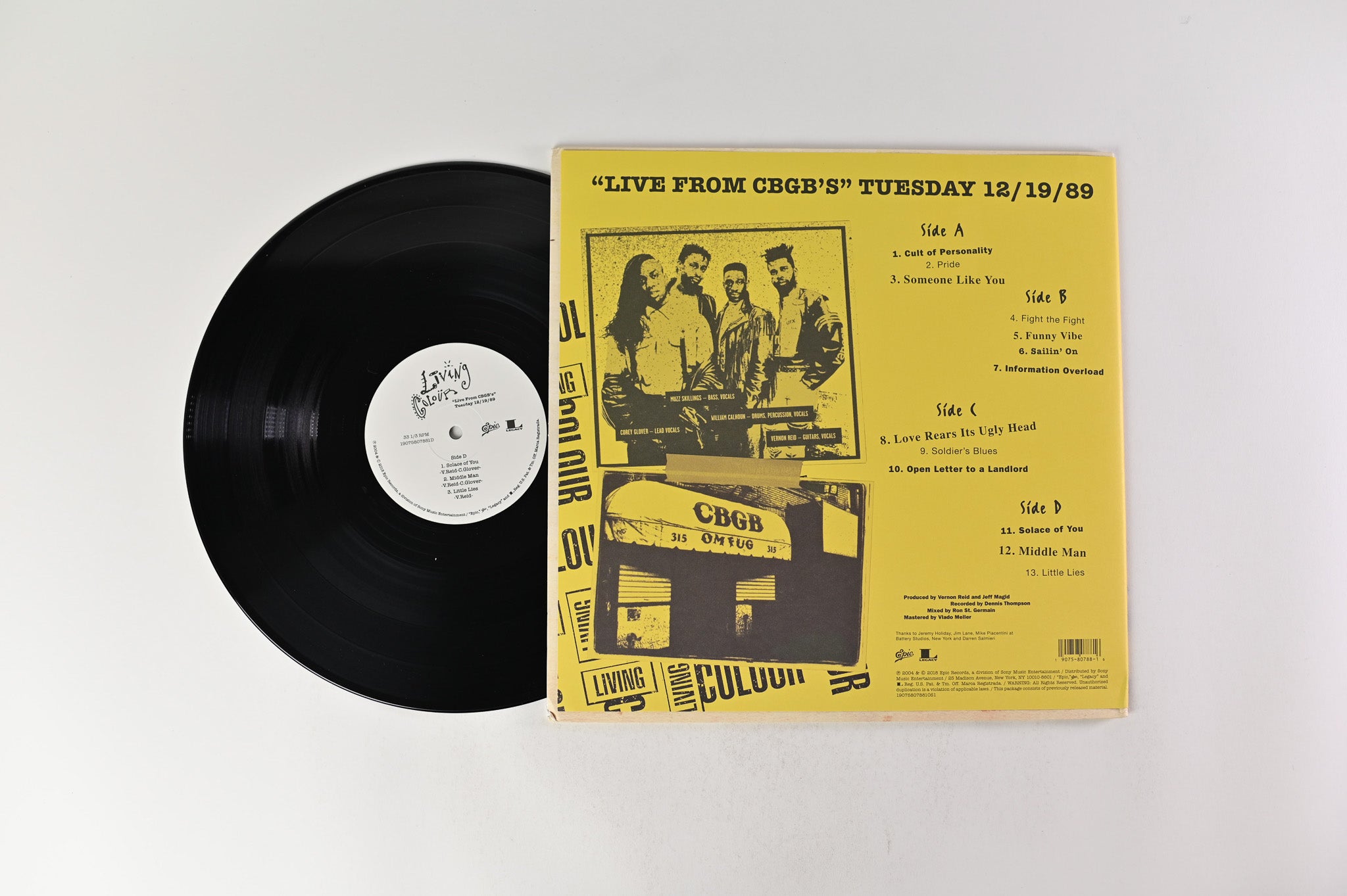 Living Colour - "Live From CBGB's" Tuesday 12/19/89 on Legacy / Epic - RSD pressing