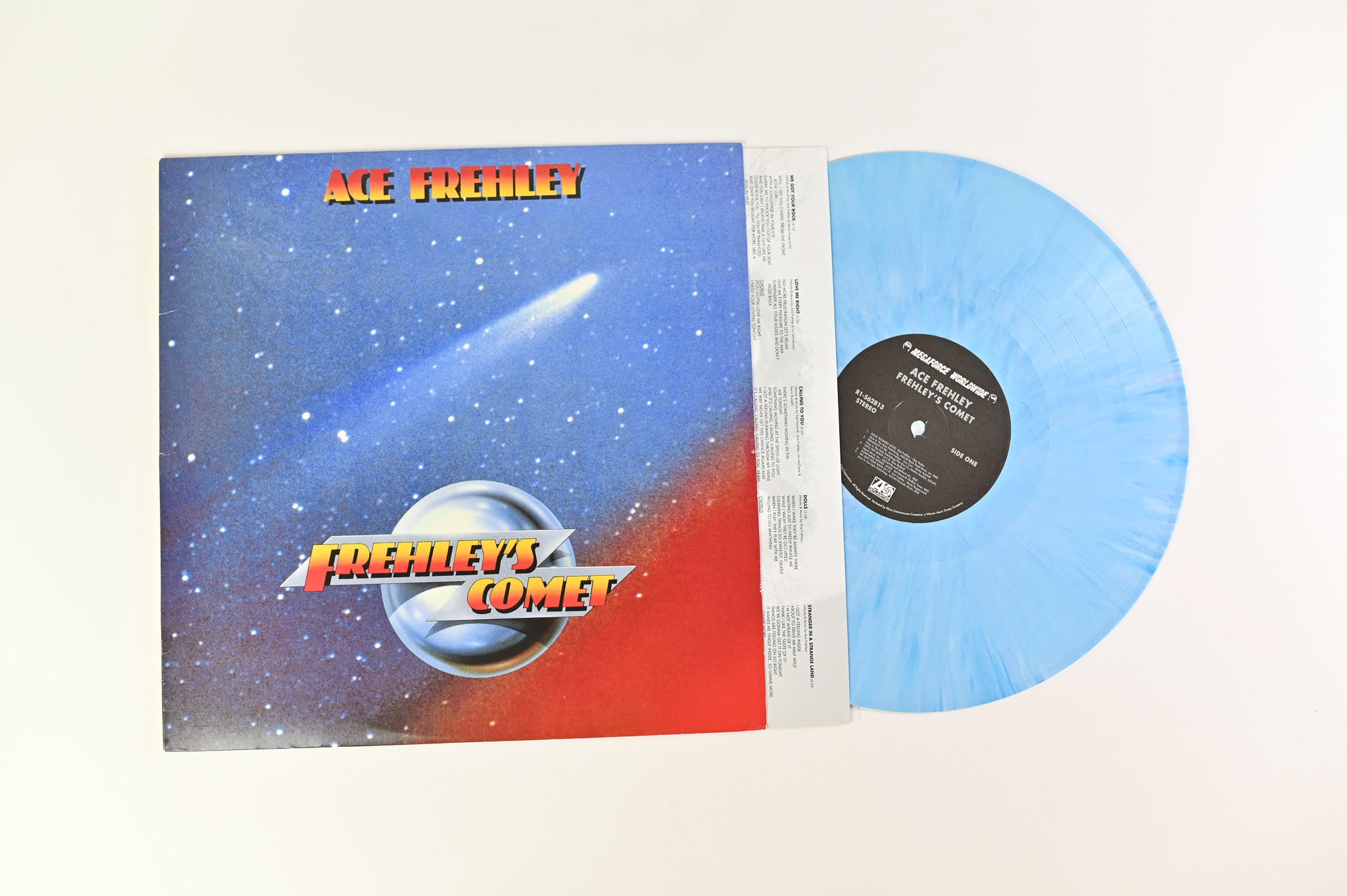 Ace Frehley - Frehley's Comet on Megaforce Worldwide Ltd Sky Blue Marble Reissue