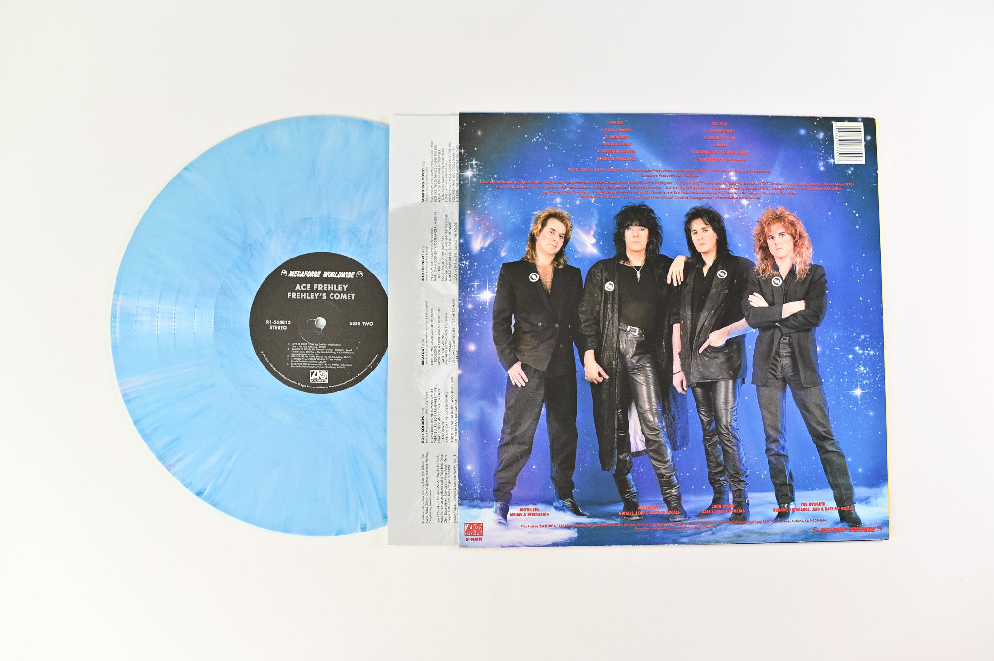 Ace Frehley - Frehley's Comet on Megaforce Worldwide Ltd Sky Blue Marble Reissue