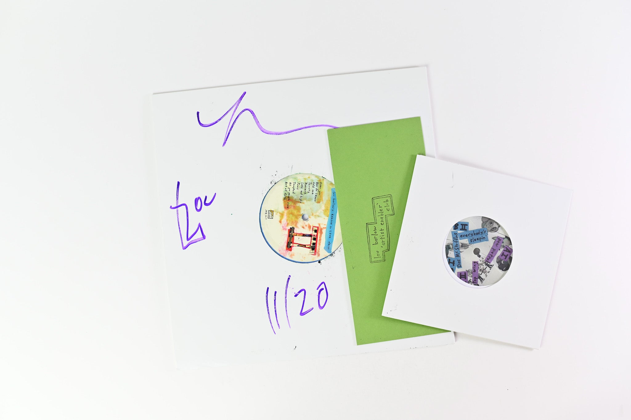 Lou Barlow - Reason To Live L.P. Special Edition Cyan With Silver Splatter Handmade Cover Art