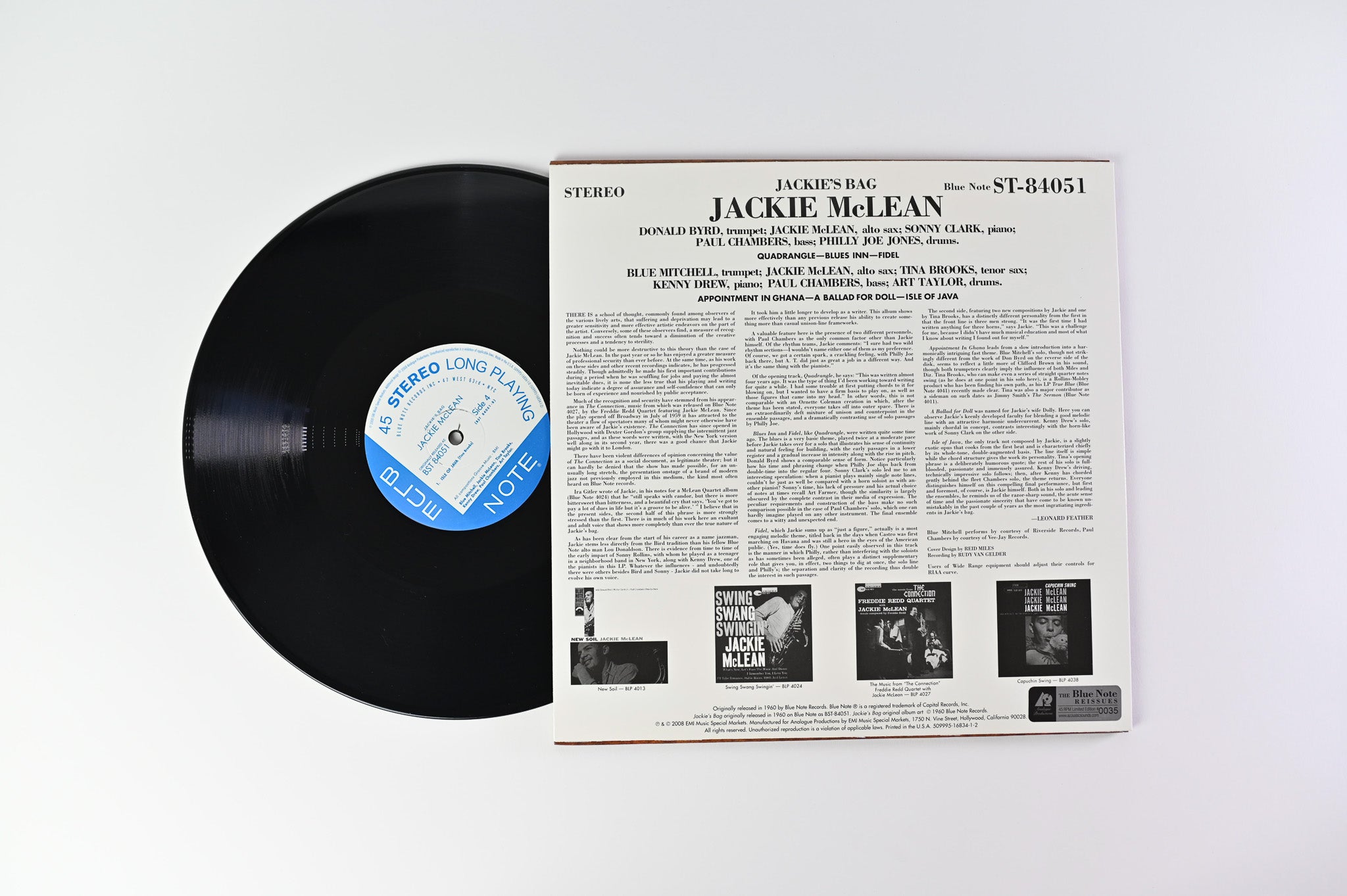 Jackie McLean - Jackie's Bag on Blue Note Analogue Productions Reissue Numbered 45 RPM