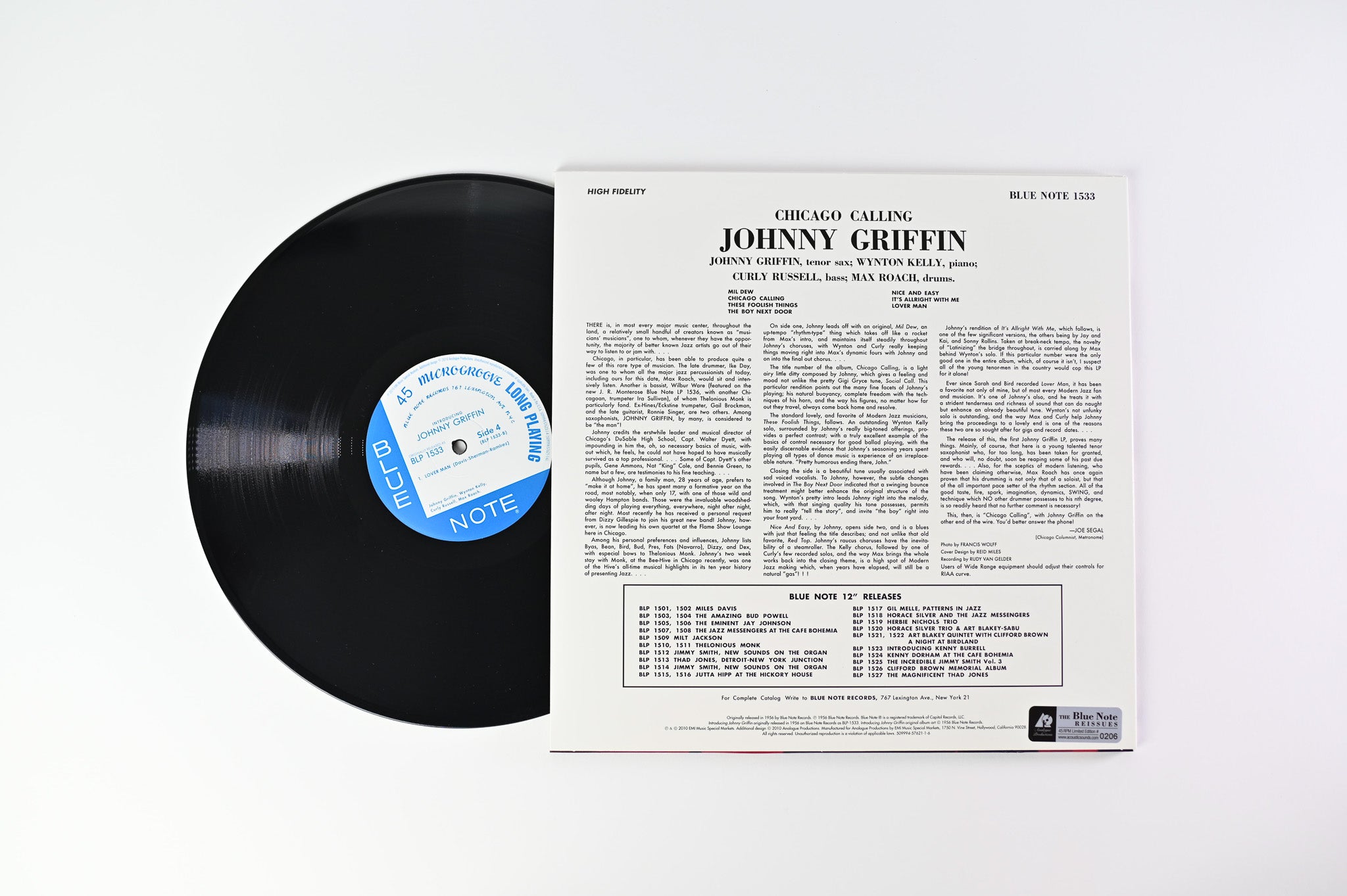Johnny Griffin - Introducing Johnny Griffin on Blue Note Analogue Productions Reissue Numbered 45 RPM