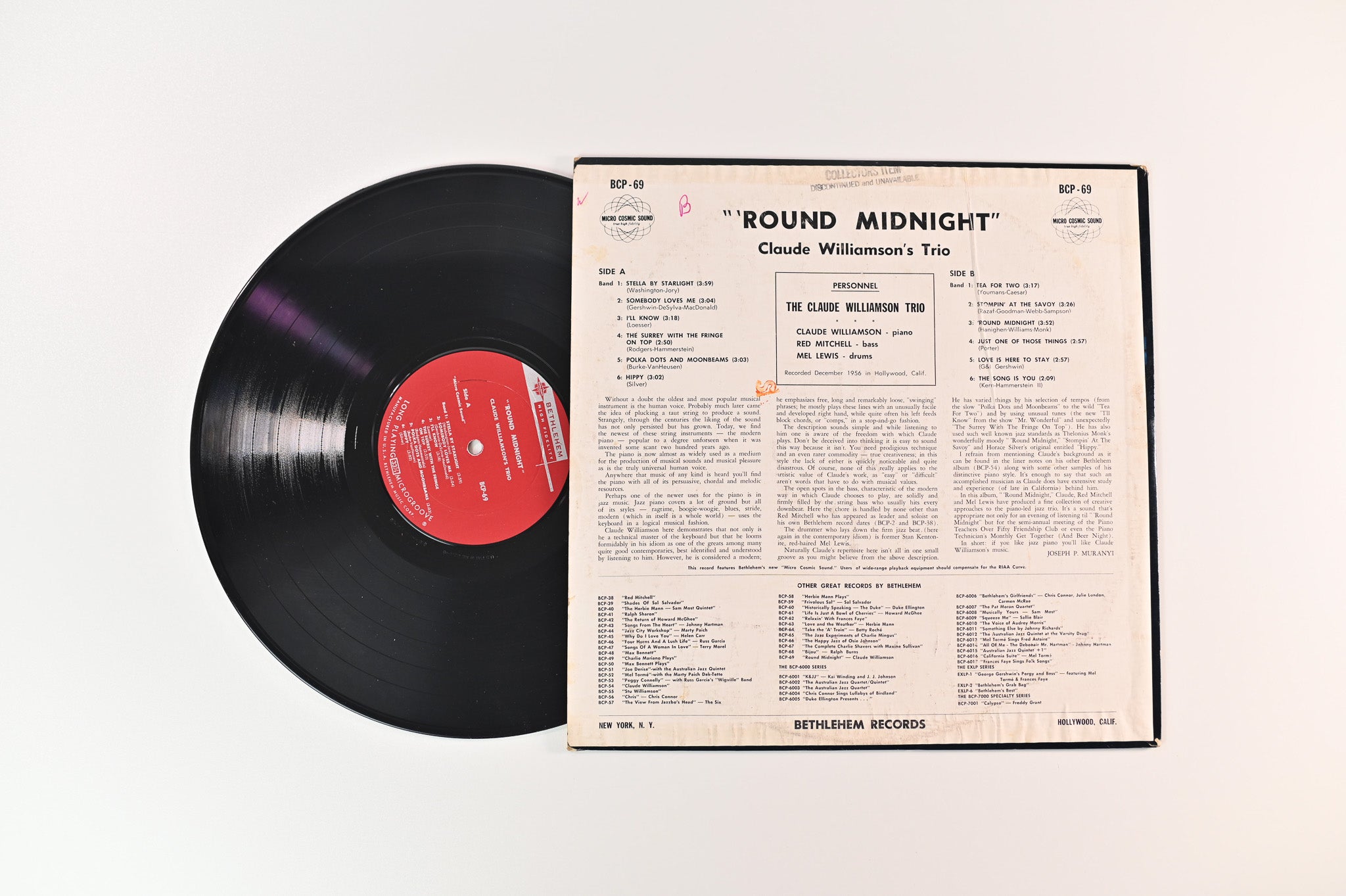 The Claude Williamson Trio - 'Round Midnight on Bethlehem Mono Deep Groove