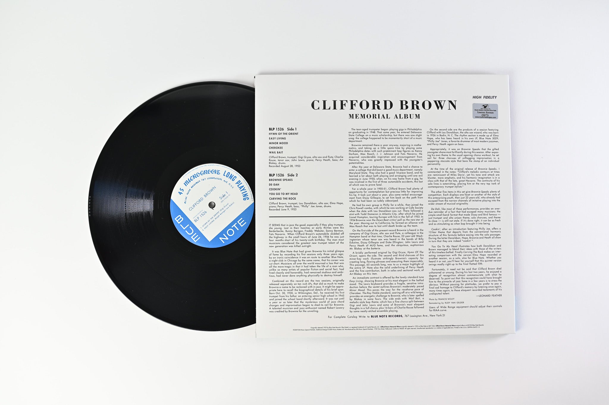 Clifford Brown - Memorial Album on Blue Note Music Matters Ltd Numbered Reissue 45 RPM