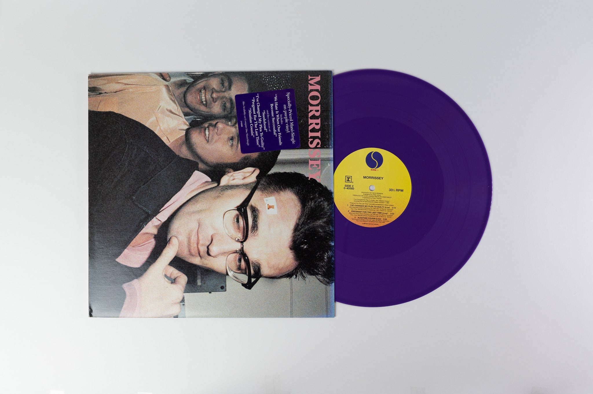 Morrissey - We Hate It When Our Friends Become Successful on Sire Purple Vinyl 12" Maxi Single