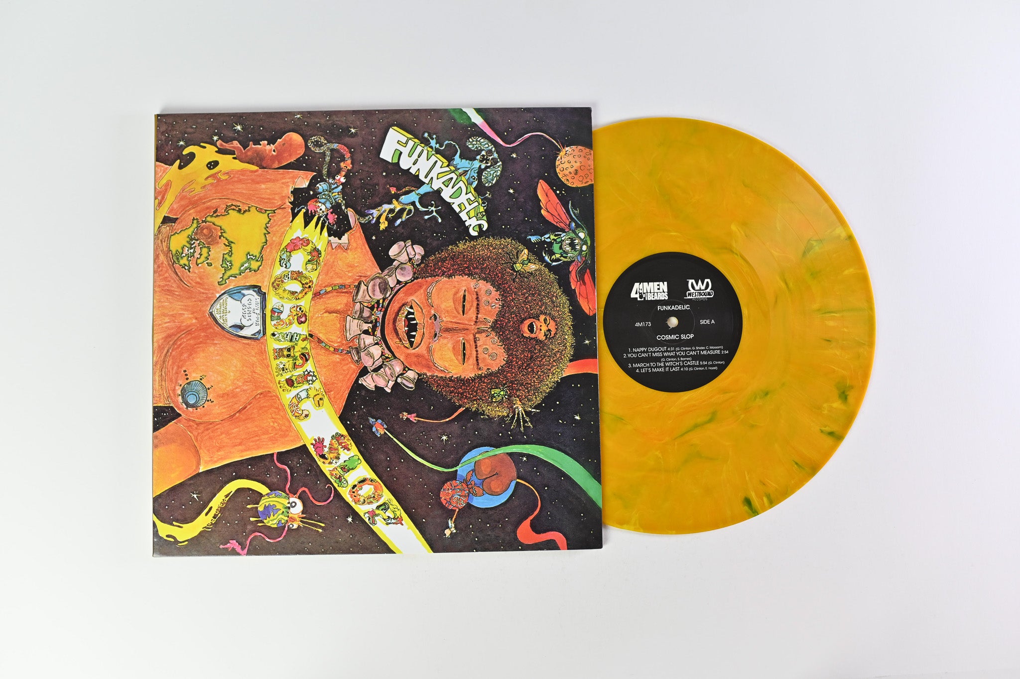 Funkadelic - Cosmic Slop on 4 Men With Beards Ltd Yellow with Blue Marble Reissue