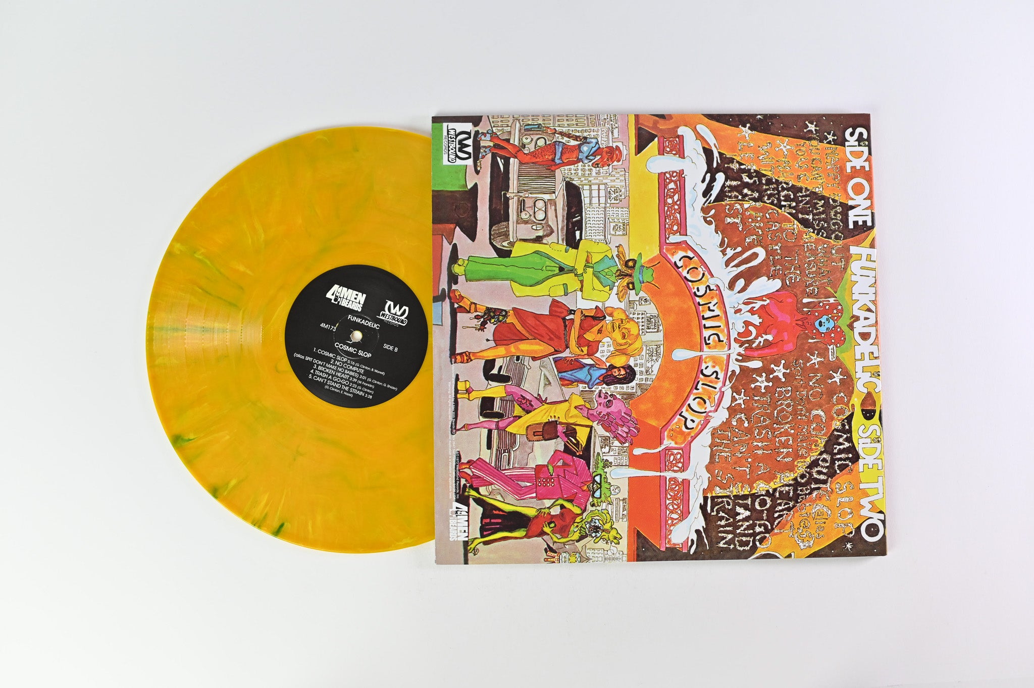 Funkadelic - Cosmic Slop on 4 Men With Beards Ltd Yellow with Blue Marble Reissue