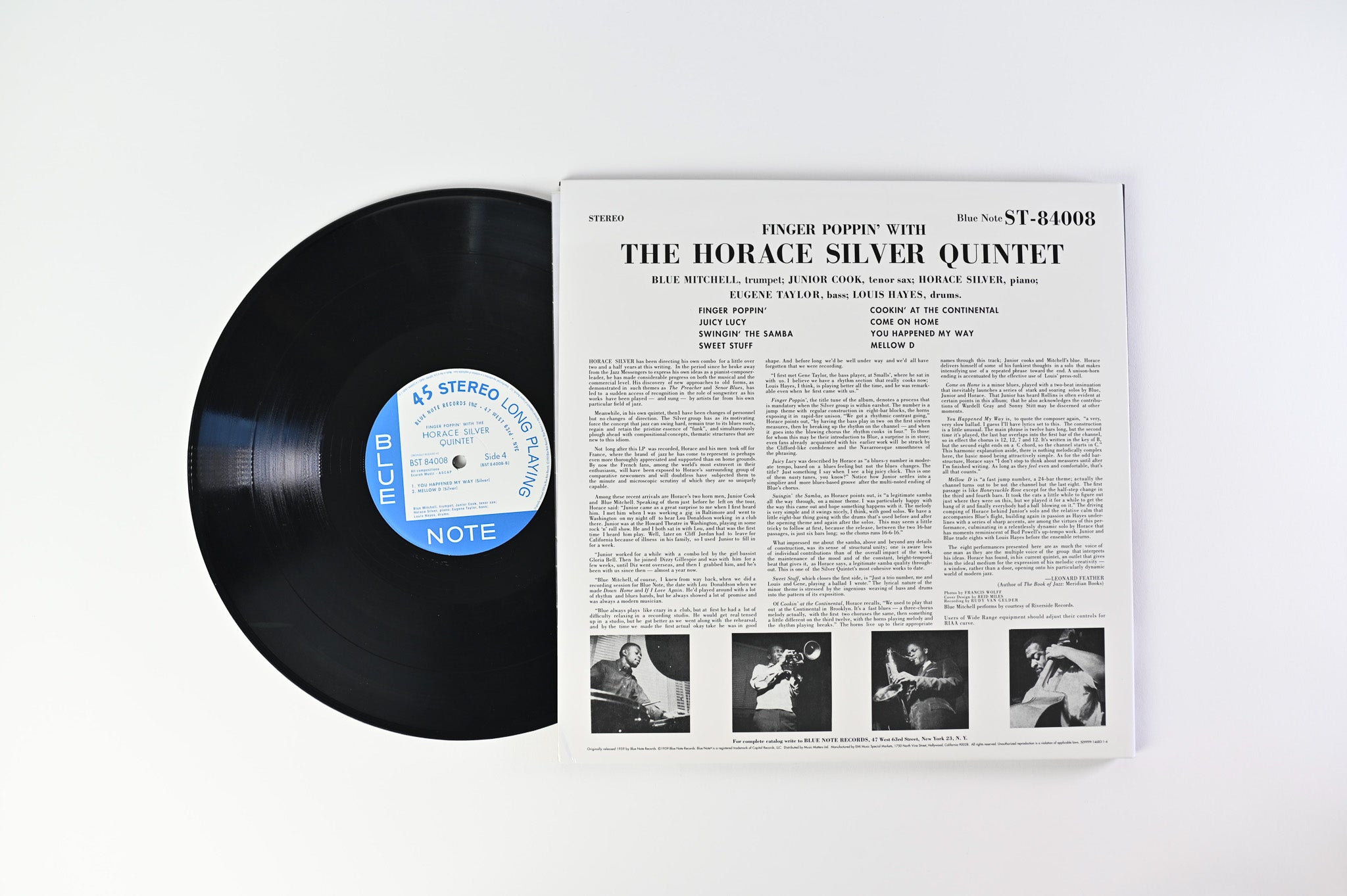 The Horace Silver Quintet - Finger Poppin' With The Horace Silver Quintet on Blue Note Music Matters Ltd Reissue 45 RPM
