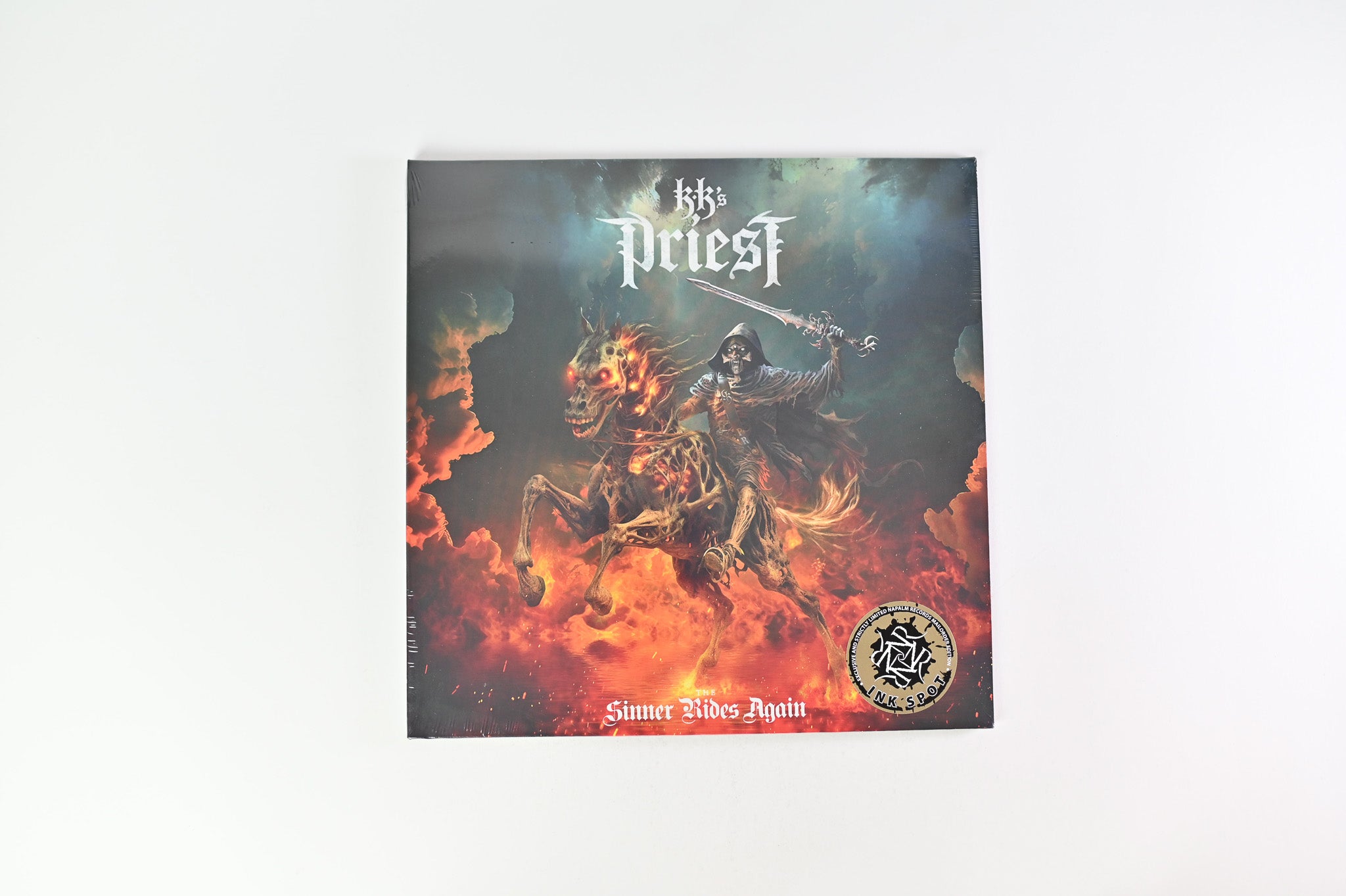 KK's Priest - The Sinner Rides Again on Hellfire Thunderbolt Ltd Exclusive Ink Spot Vinyl Sealed