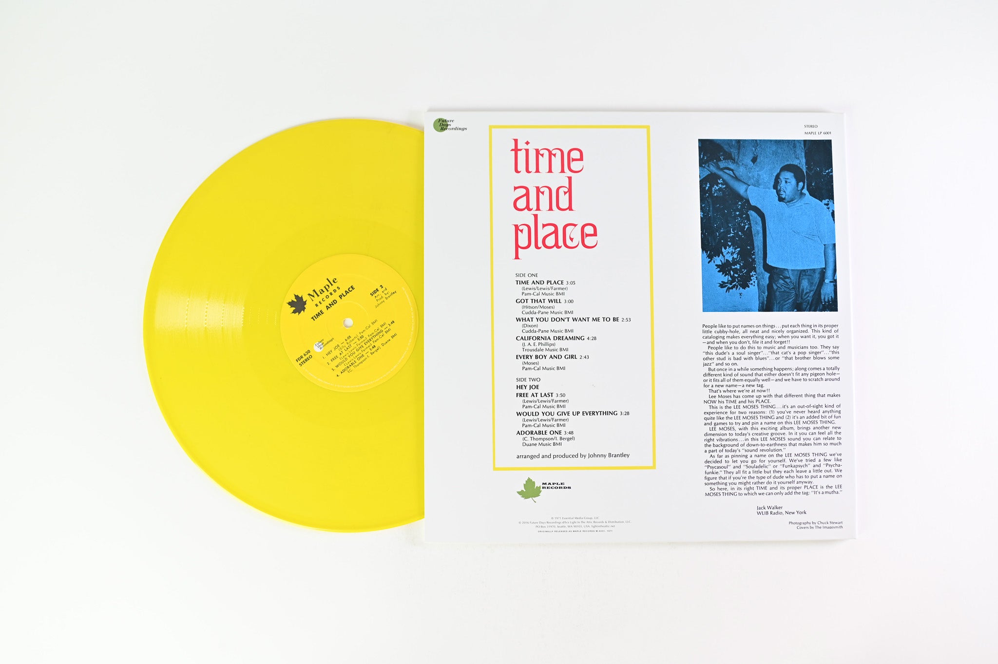 Lee Moses - Time And Place on Maple Fulture Days Ltd Yellow Vinyl Reissue