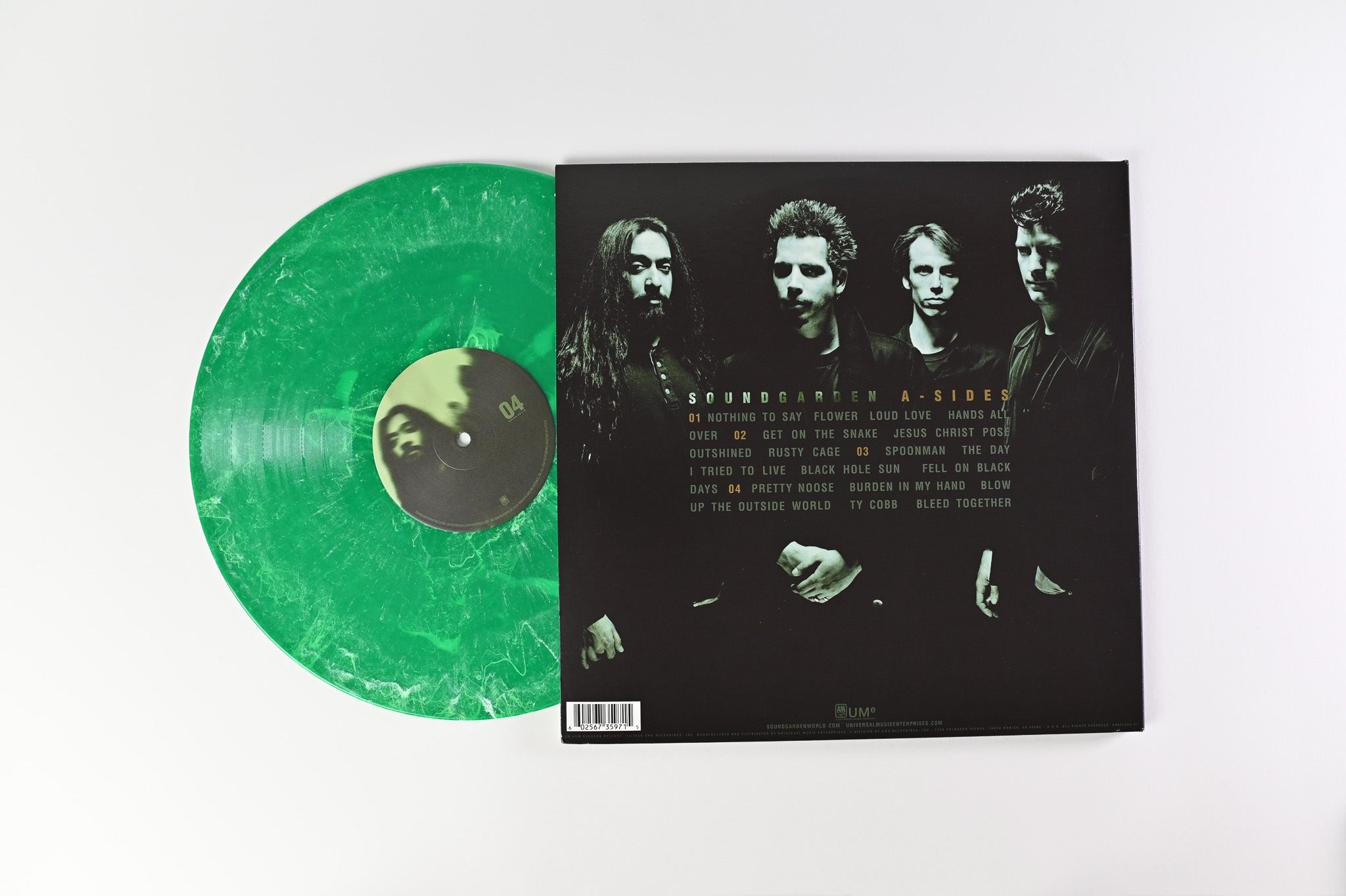 Soundgarden - A-Sides on Universal RSD Reissue on Green with Black & White Smoke Vinyl
