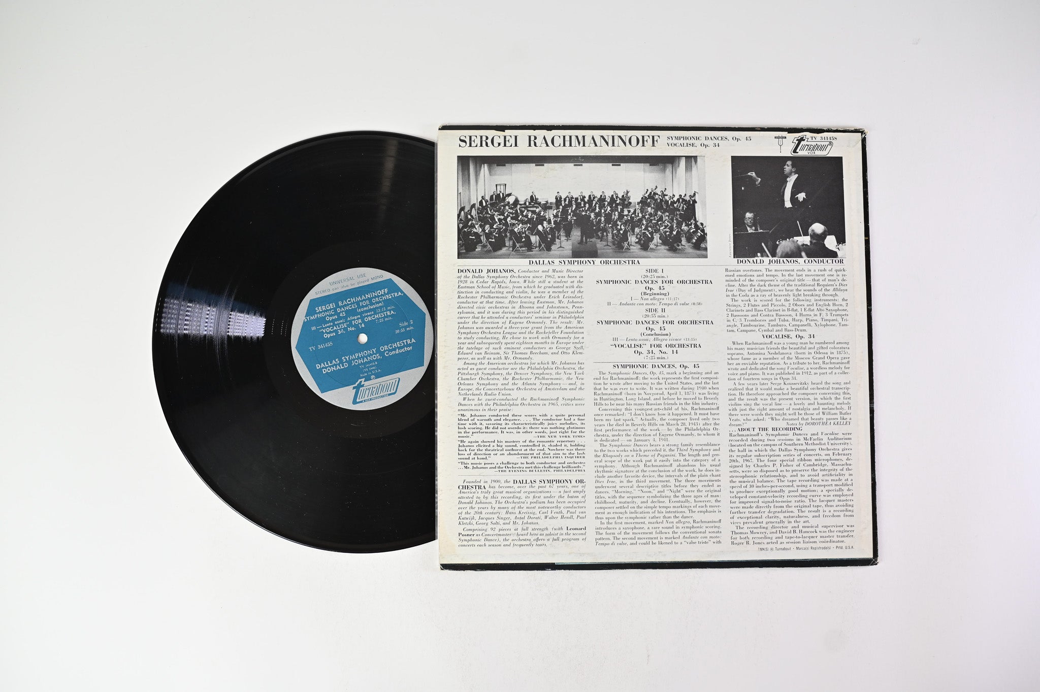 Rachmaninoff / Dallas Symphony Orchestra / Donald Johanos - Symphonic Dances / Vocalise on Turnabout - Stereo
