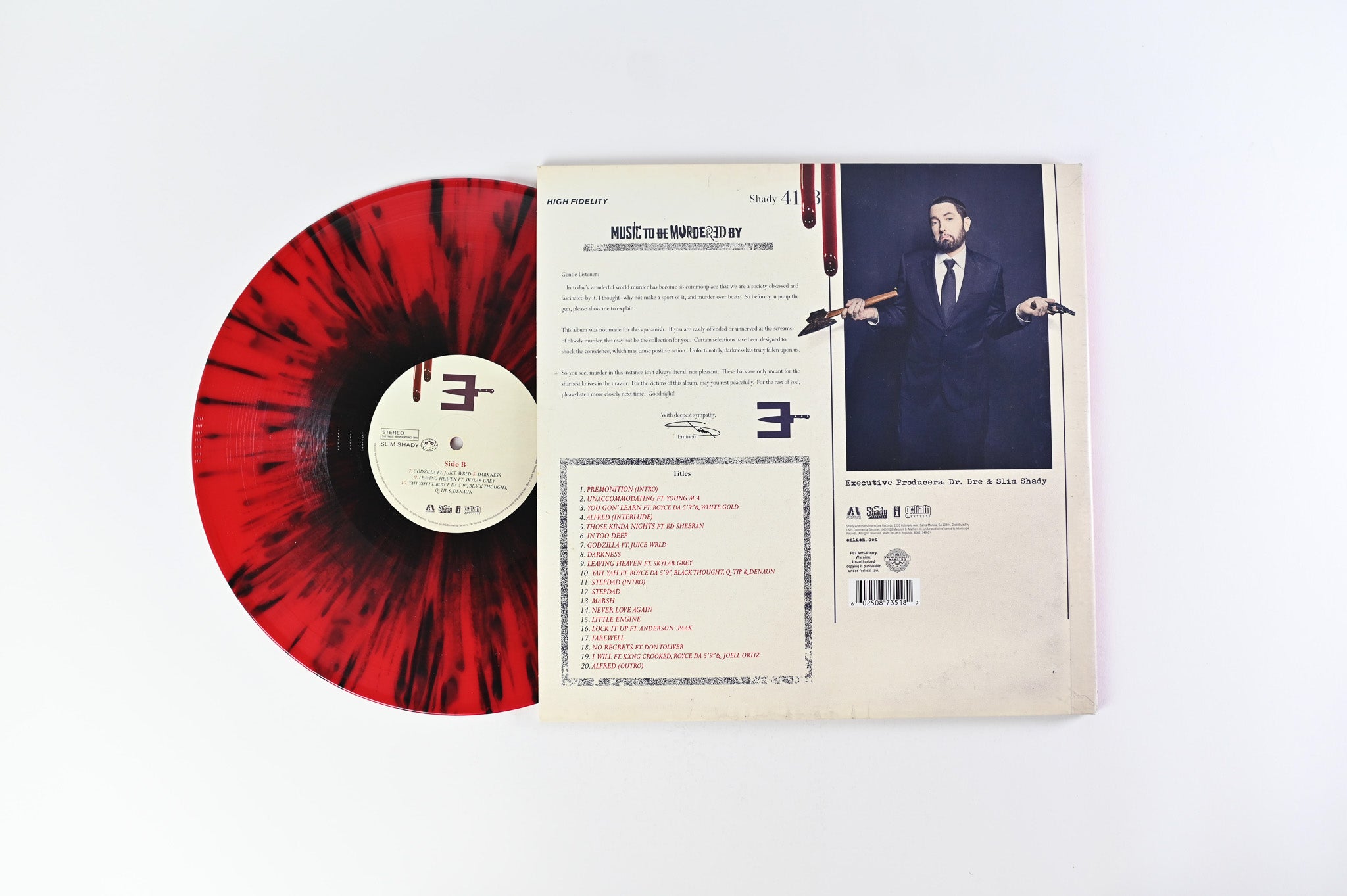 Eminem - Music To Be Murdered By on Shady/Aftermath/Interscope Records Red w/Black Splatter, Alternate Cover