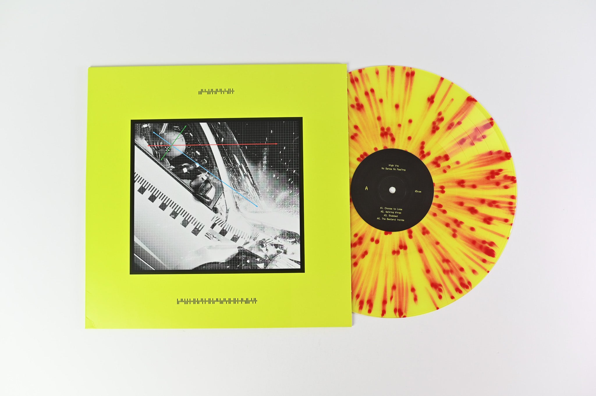 High Vis - No Sense No Feeling on Venn Yellow With Red Splatter Reissu