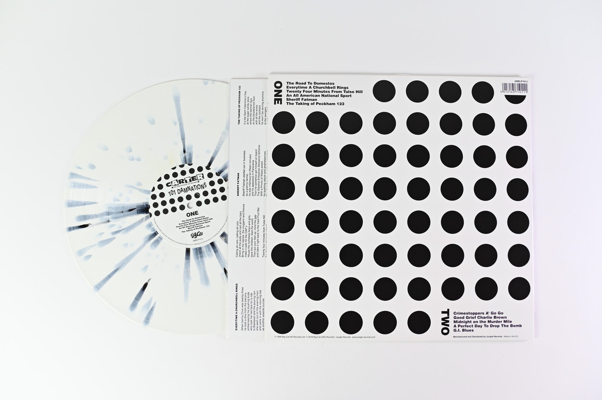 Carter The Unstoppable Sex Machine - 101 Damnations on Big Cat Ltd RSD White with Black Spots Reissue
