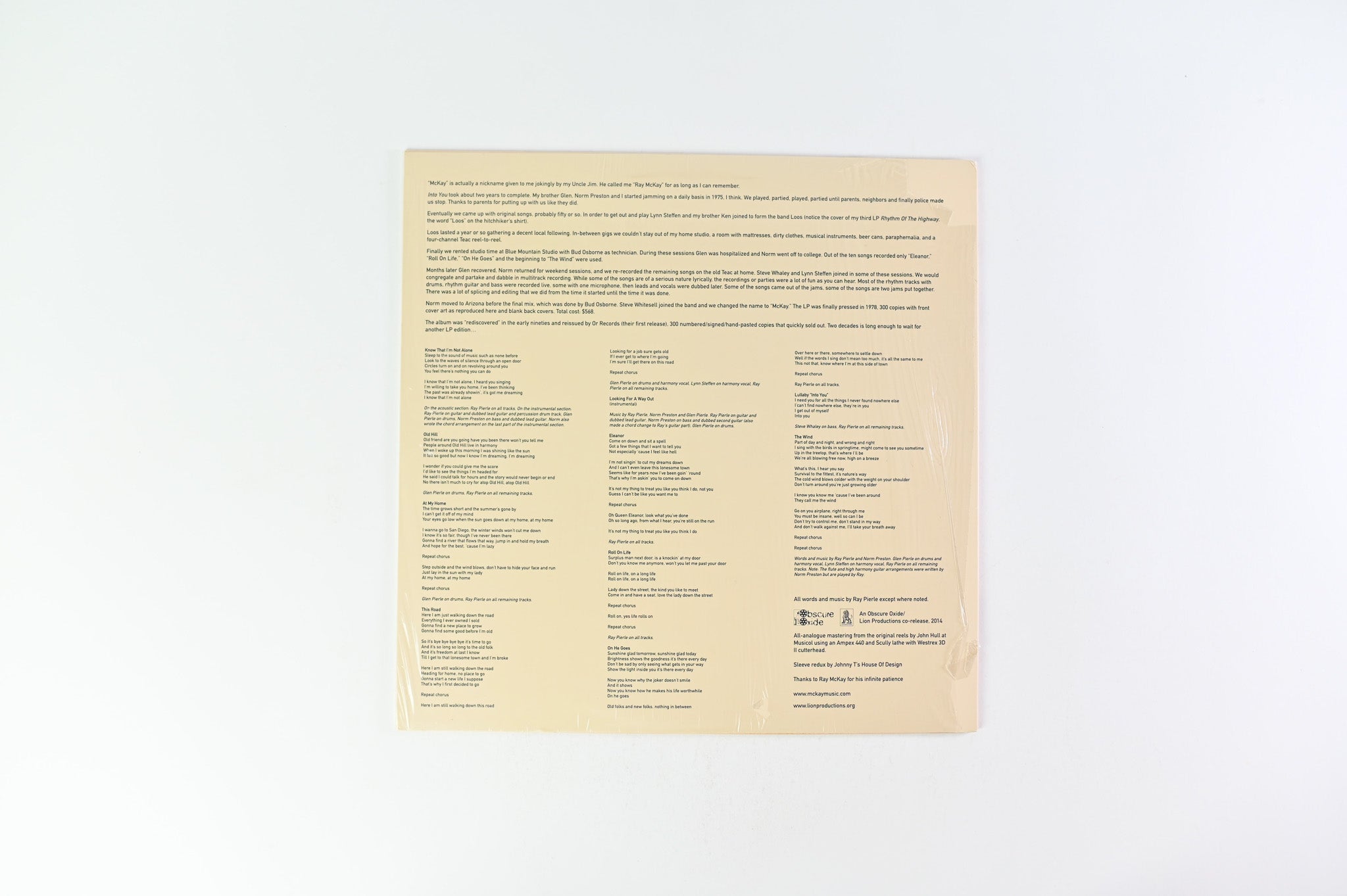 McKay - Into You on Lion Productions / Obscure Oxide - Sealed