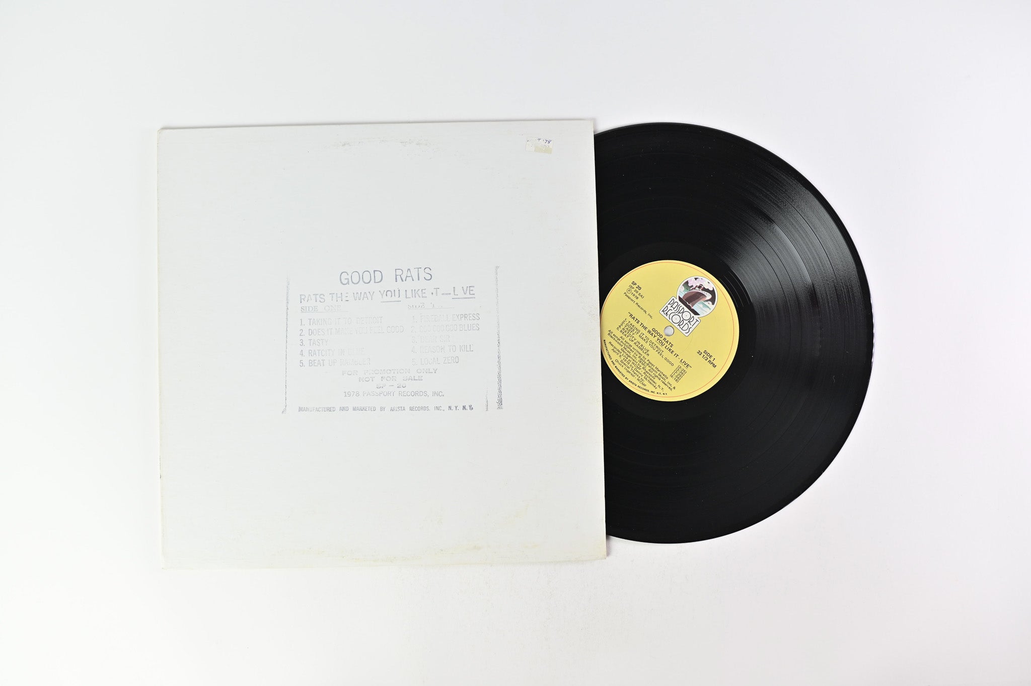 Good Rats - Rats The Way You Like It - Live on Passport Records Promo Stamped Cover