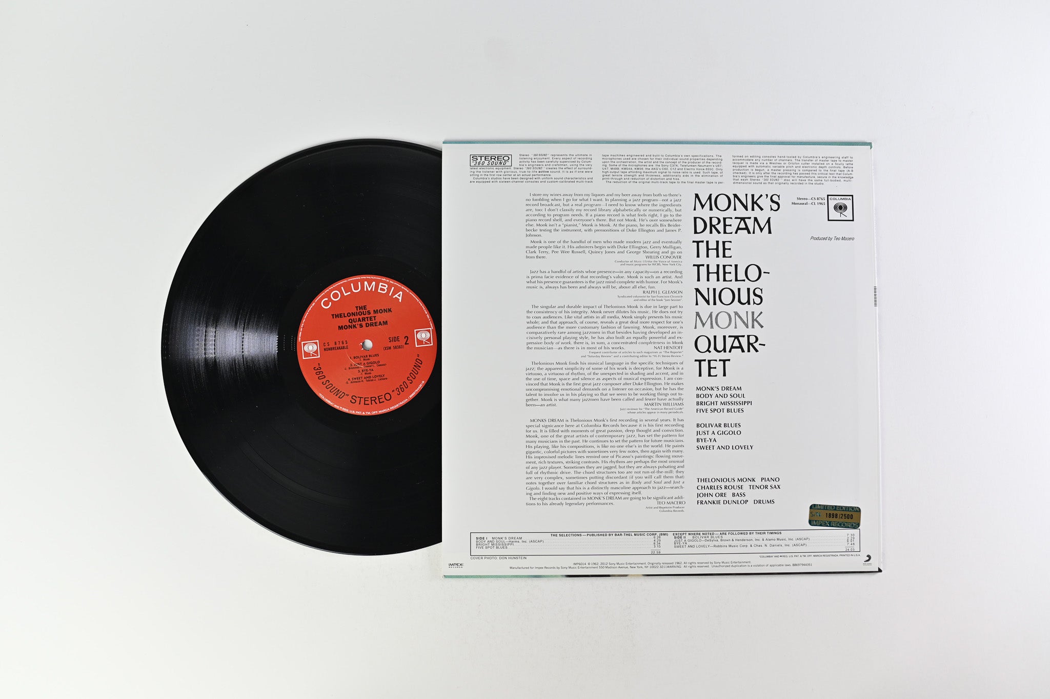 The Thelonious Monk Quartet - Monk's Dream Numbered Reissue on Impex/Columbia Records