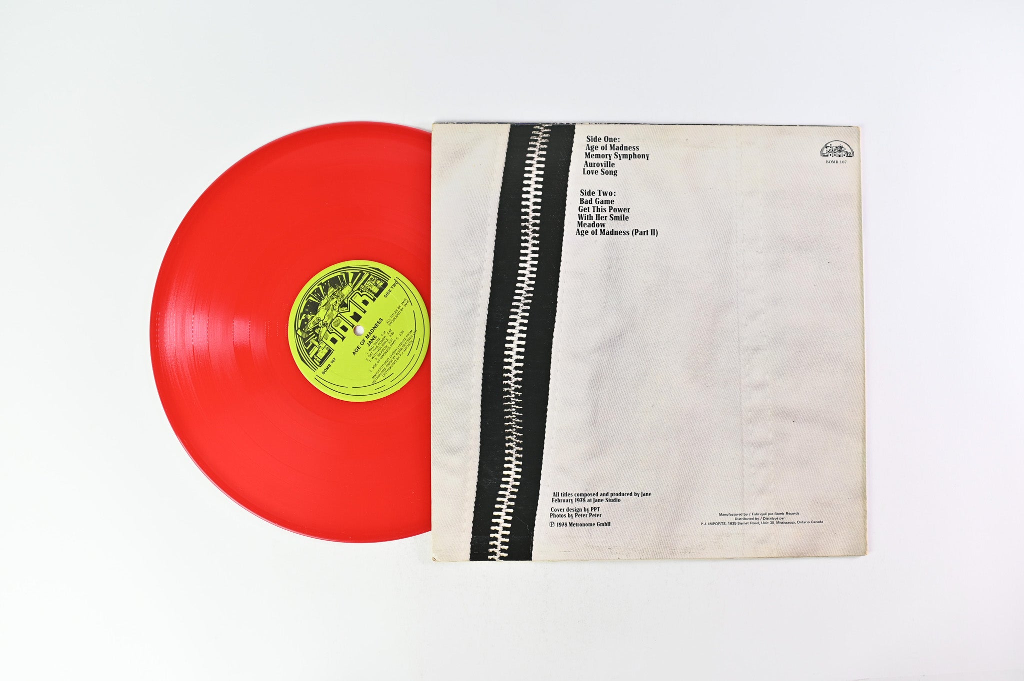 Jane - Age Of Madness on Bomb Records Red Vinyl