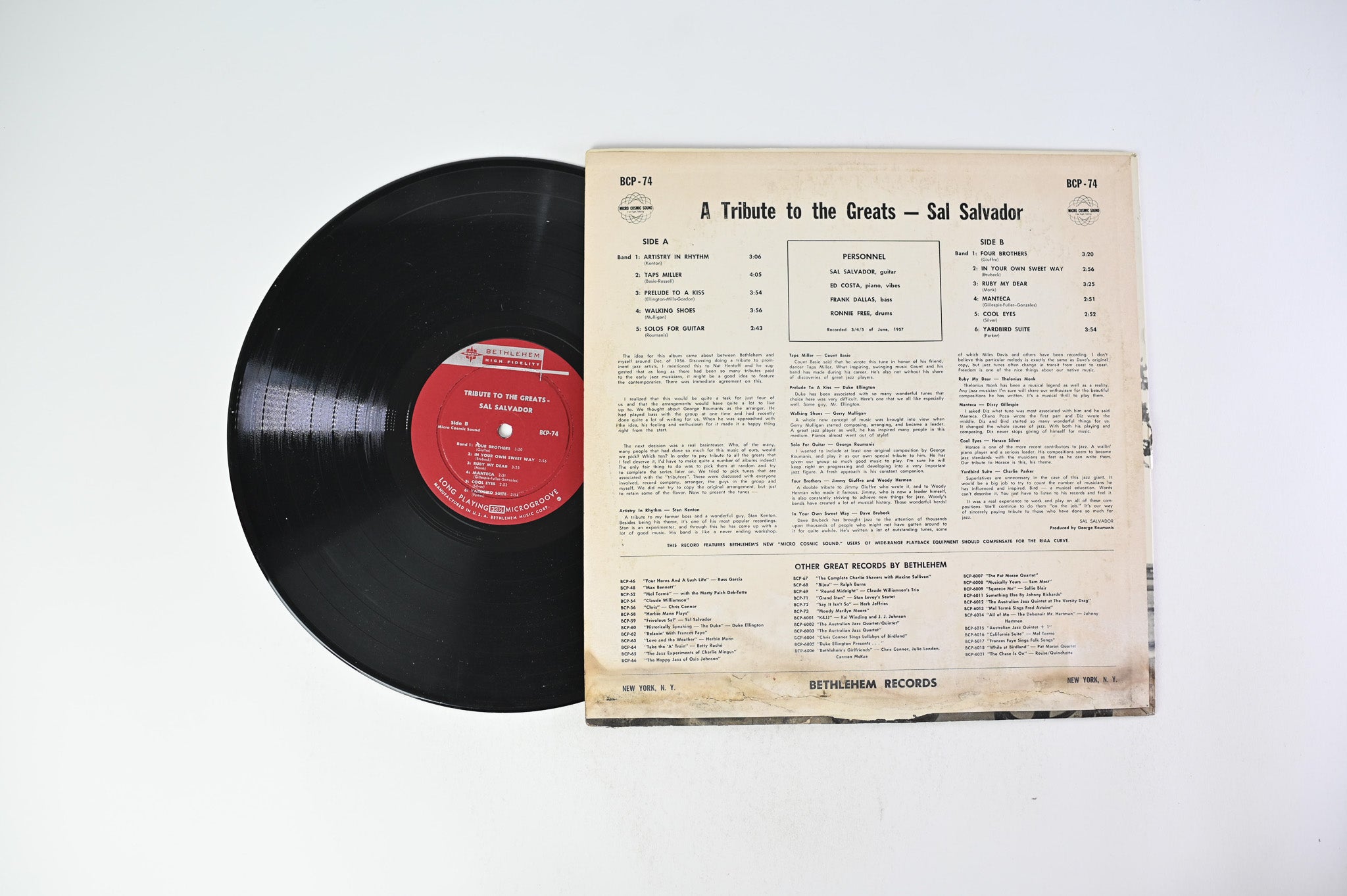 Sal Salvador - Tribute To The Greats on Bethlehem Records - Mono