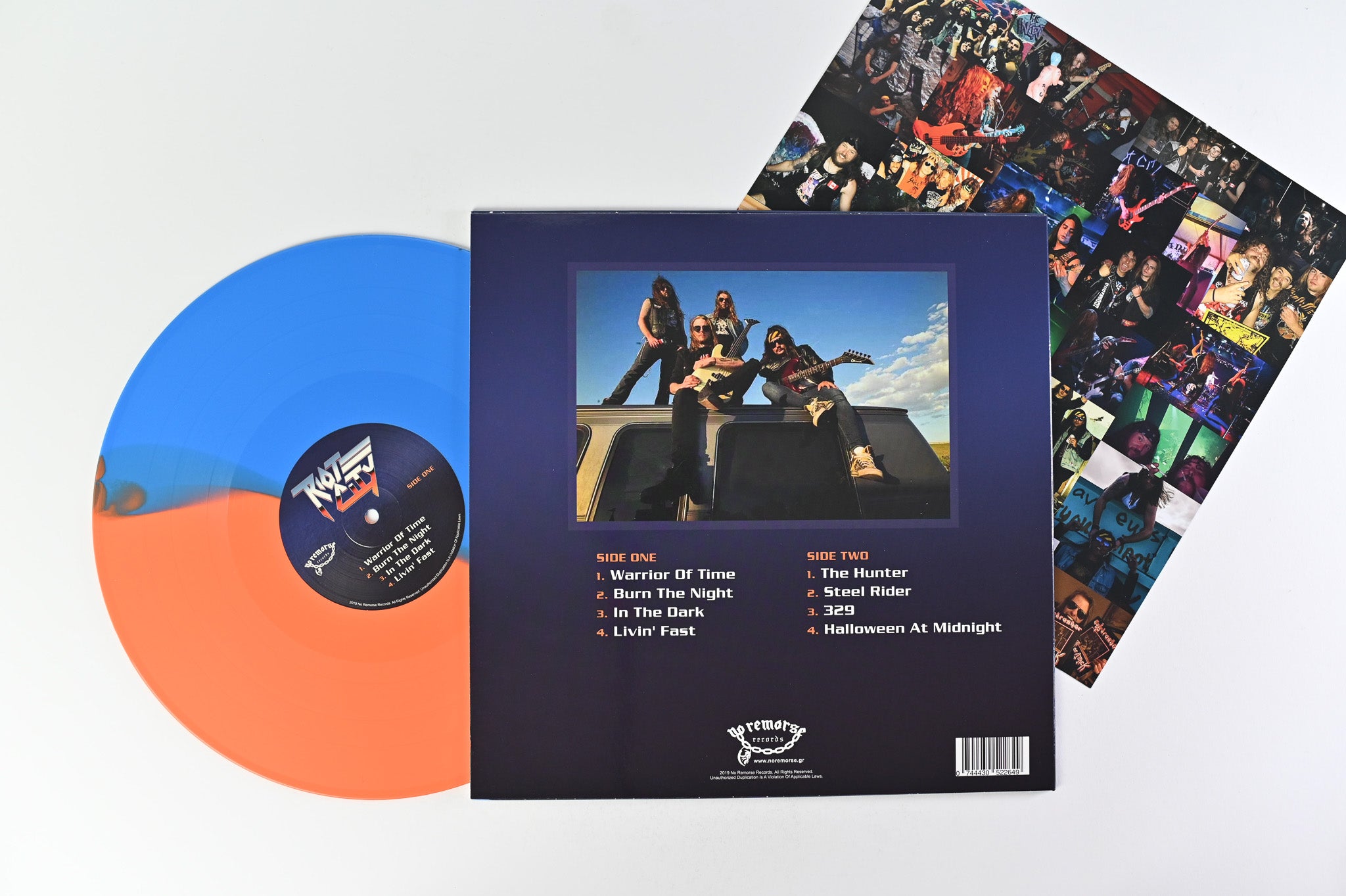 Riot City - Burn The Night on No Remorse Records Half Orange/Half Blue Vinyl