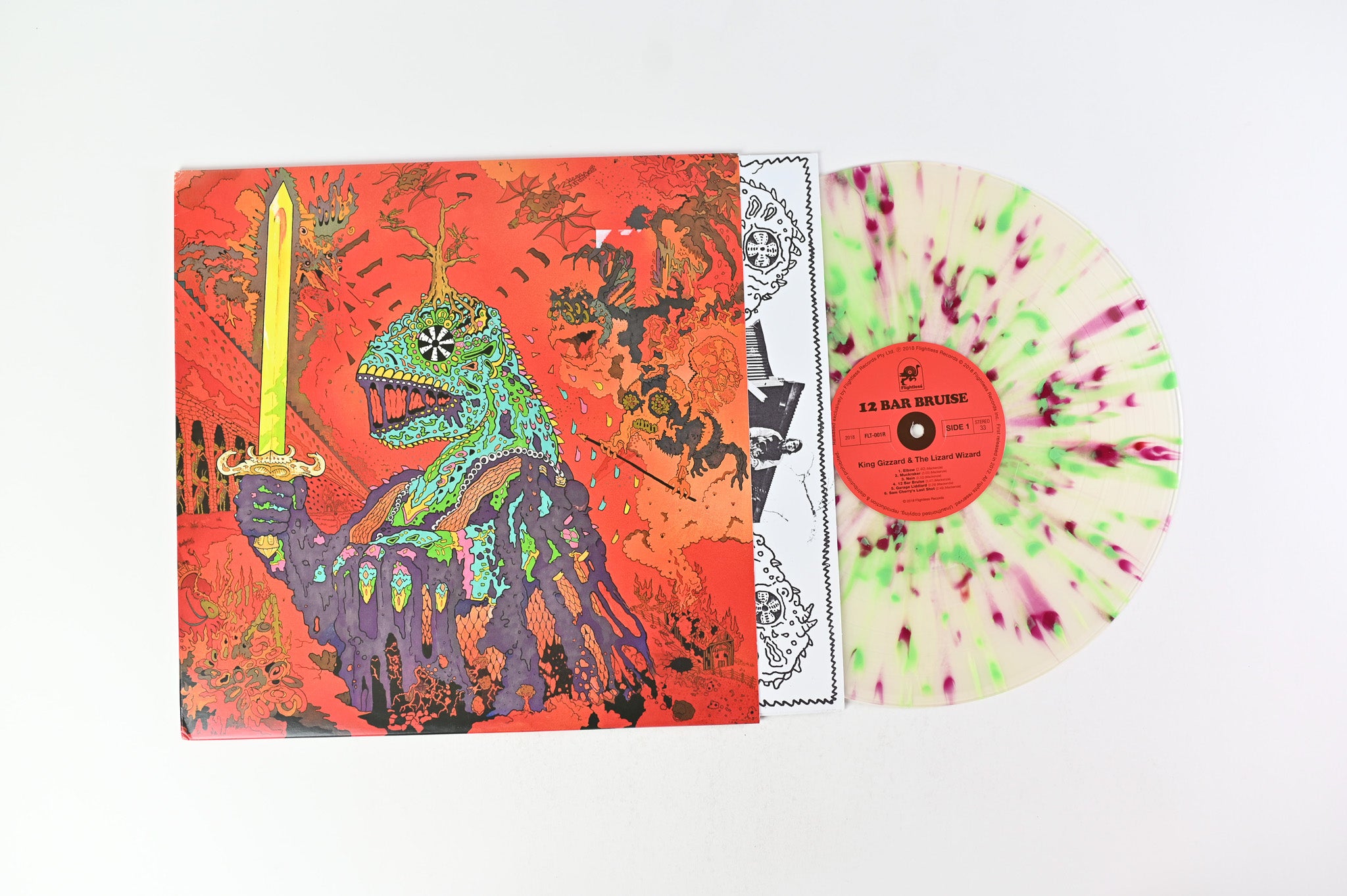 King Gizzard And The Lizard Wizard - 12 Bar Bruise on Flightless Ltd Clear With Green And Purple Splatter Reissue
