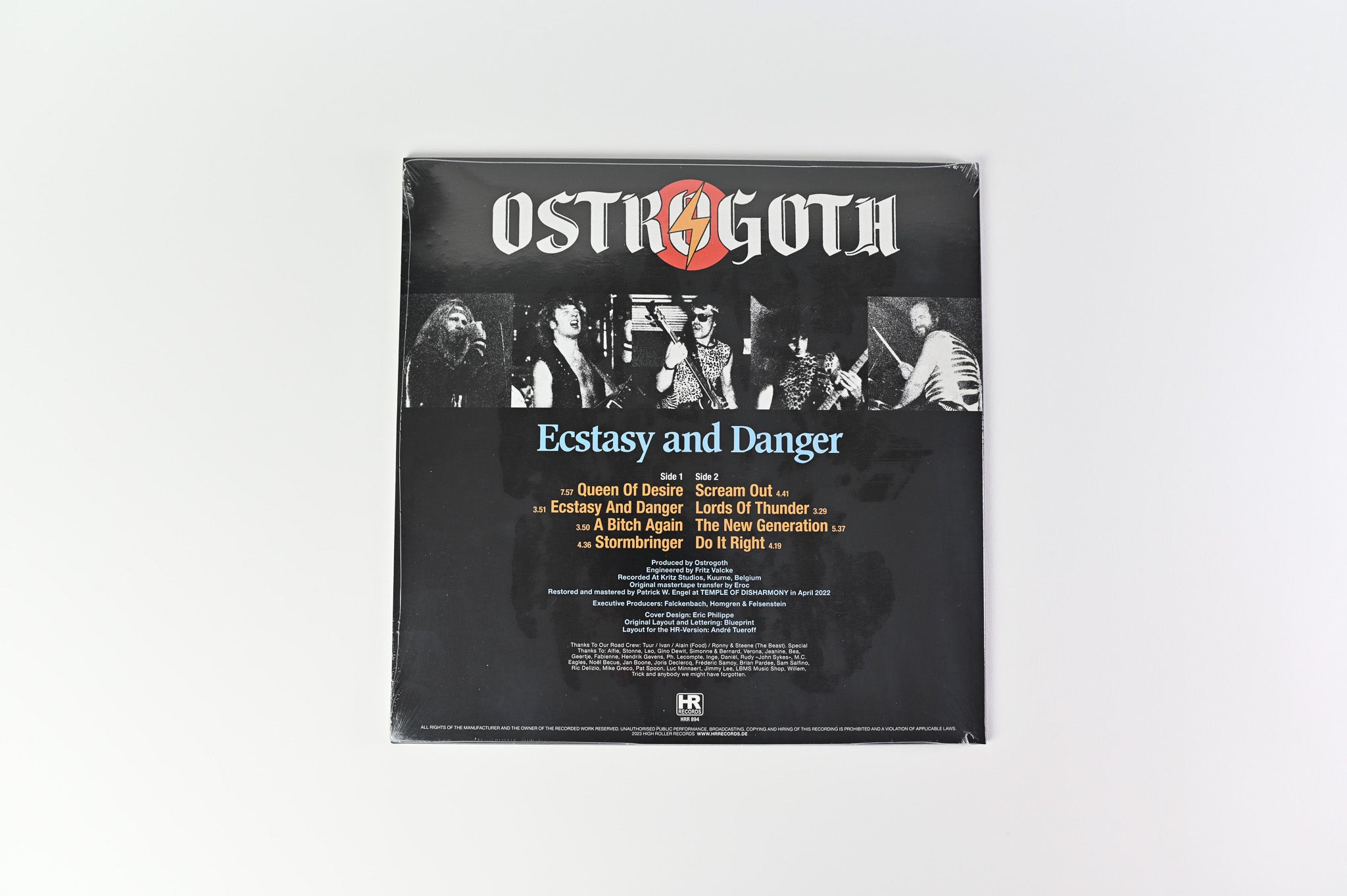 Ostrogoth - Ecstasy And Danger on High Roller Ltd Blue Vinyl Reissue