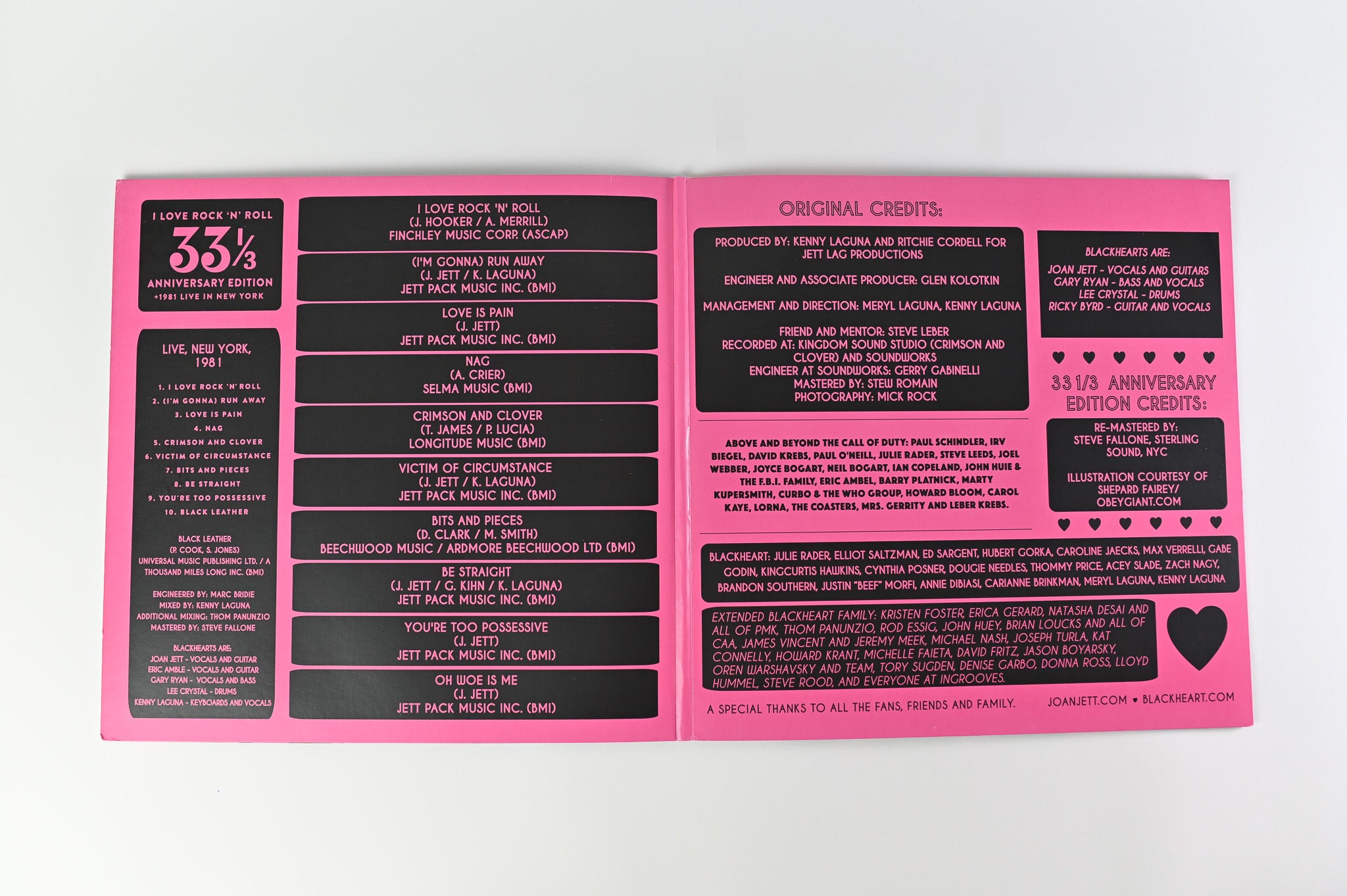 Joan Jett & The Blackhearts - I Love Rock 'n' Roll Reissue 33 1/3 Anniversary Edition on Blackheart Records