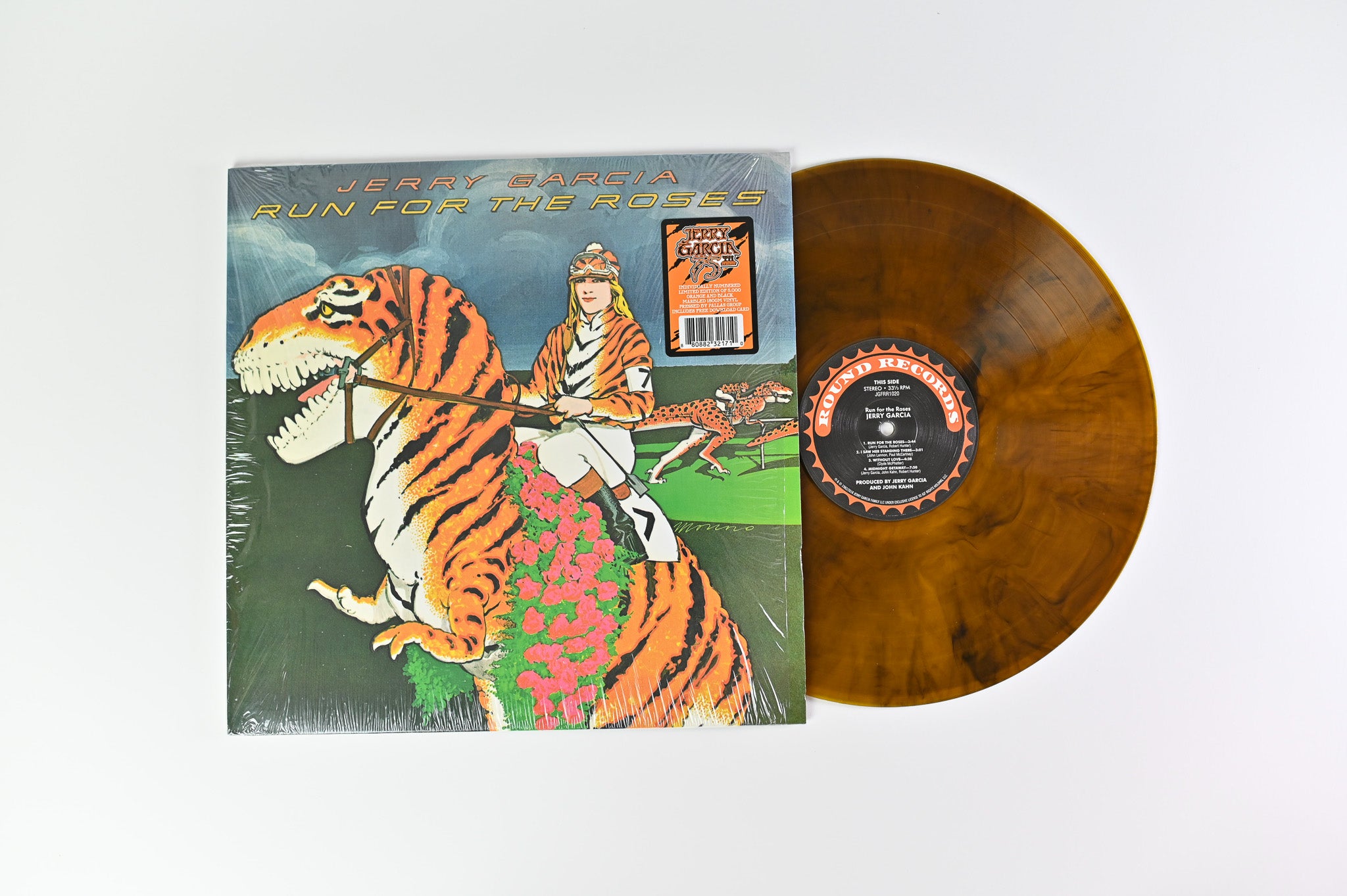 Jerry Garcia - Run For The Roses on Round RSD 2018 Ltd Numbered Orange & Black Marbled Vinyl Reissue