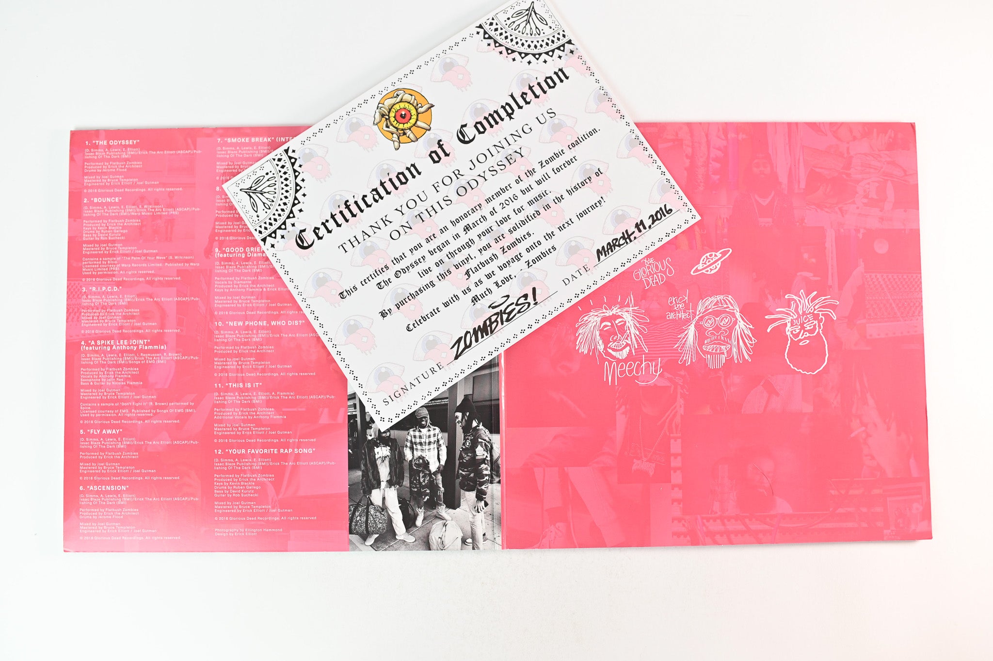 Flatbush Zombies - 3001: A Laced Odyssey on Glorious Dead Pink Vinyl With Certificate & Blotter Sheet