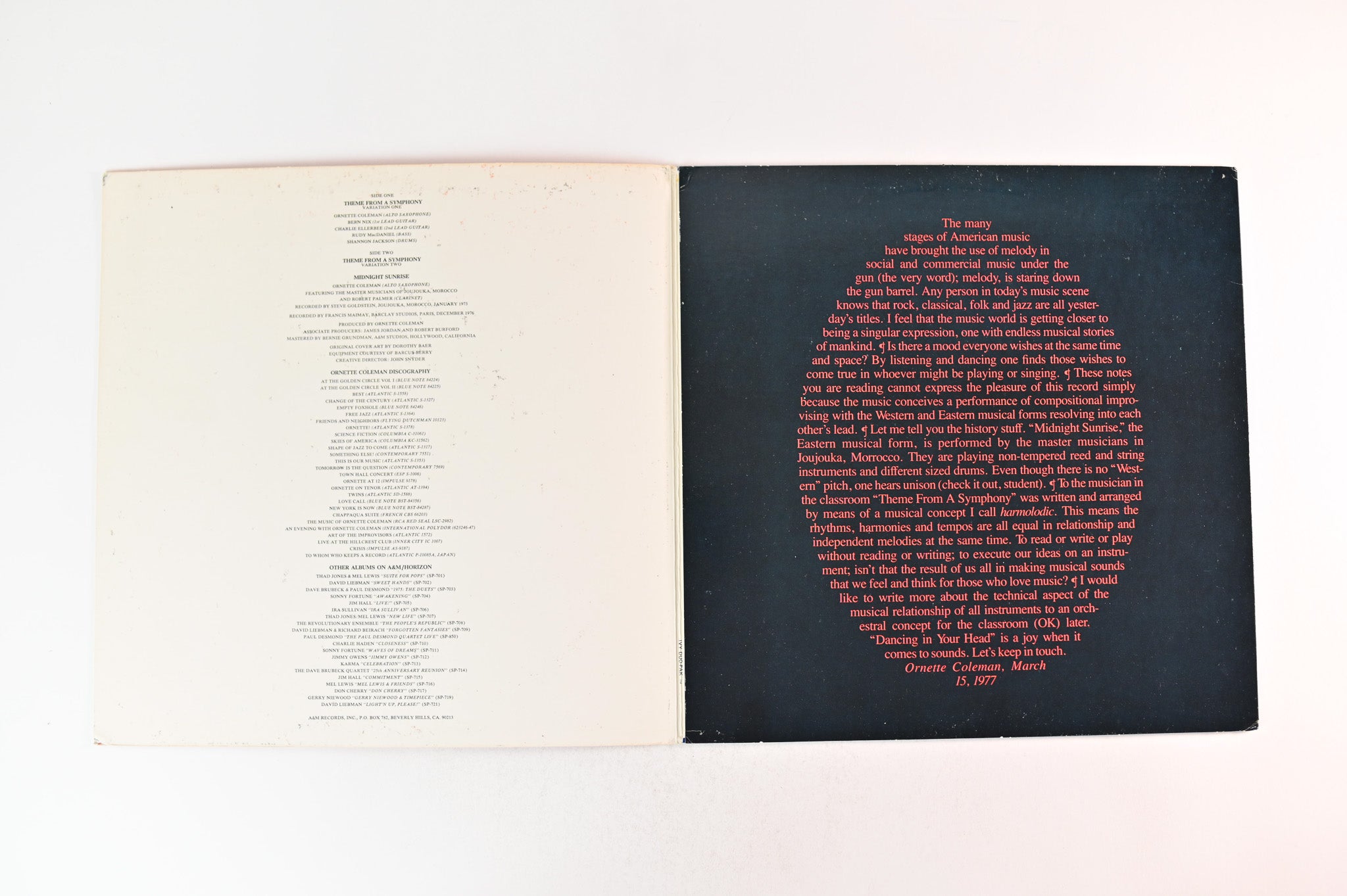 Ornette Coleman - Dancing In Your Head on Horizon Promo