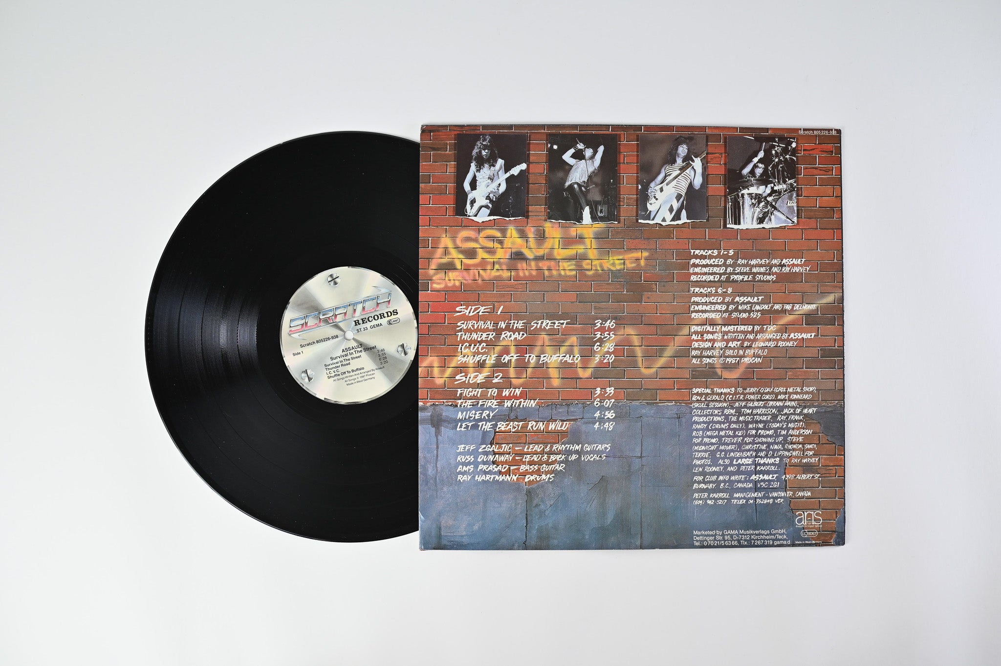 Assault - Survival In The Street on Scratch Records - German pressing