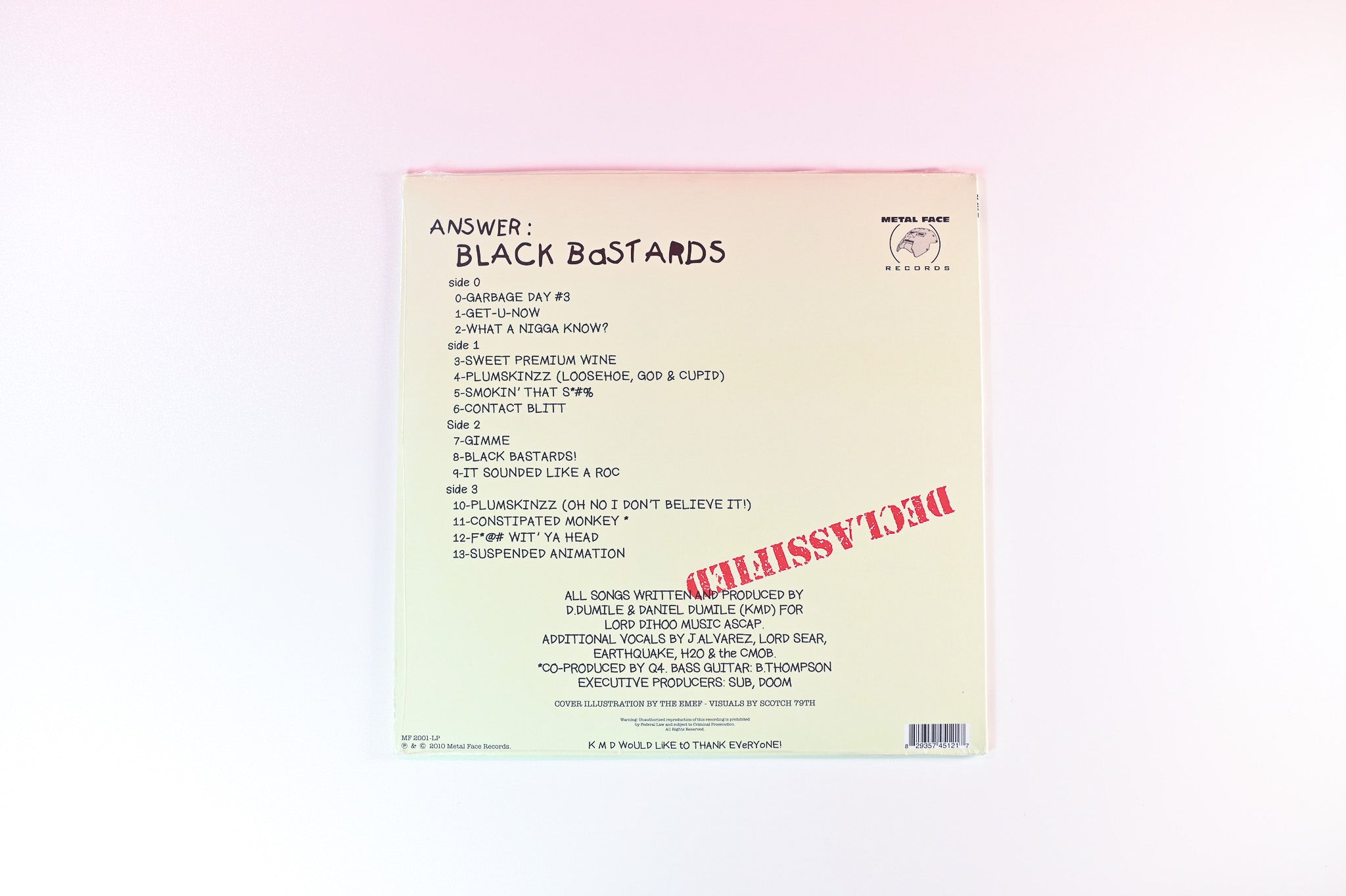 KMD - Bl_ck B_st_rds on Metal Face Records - Sealed