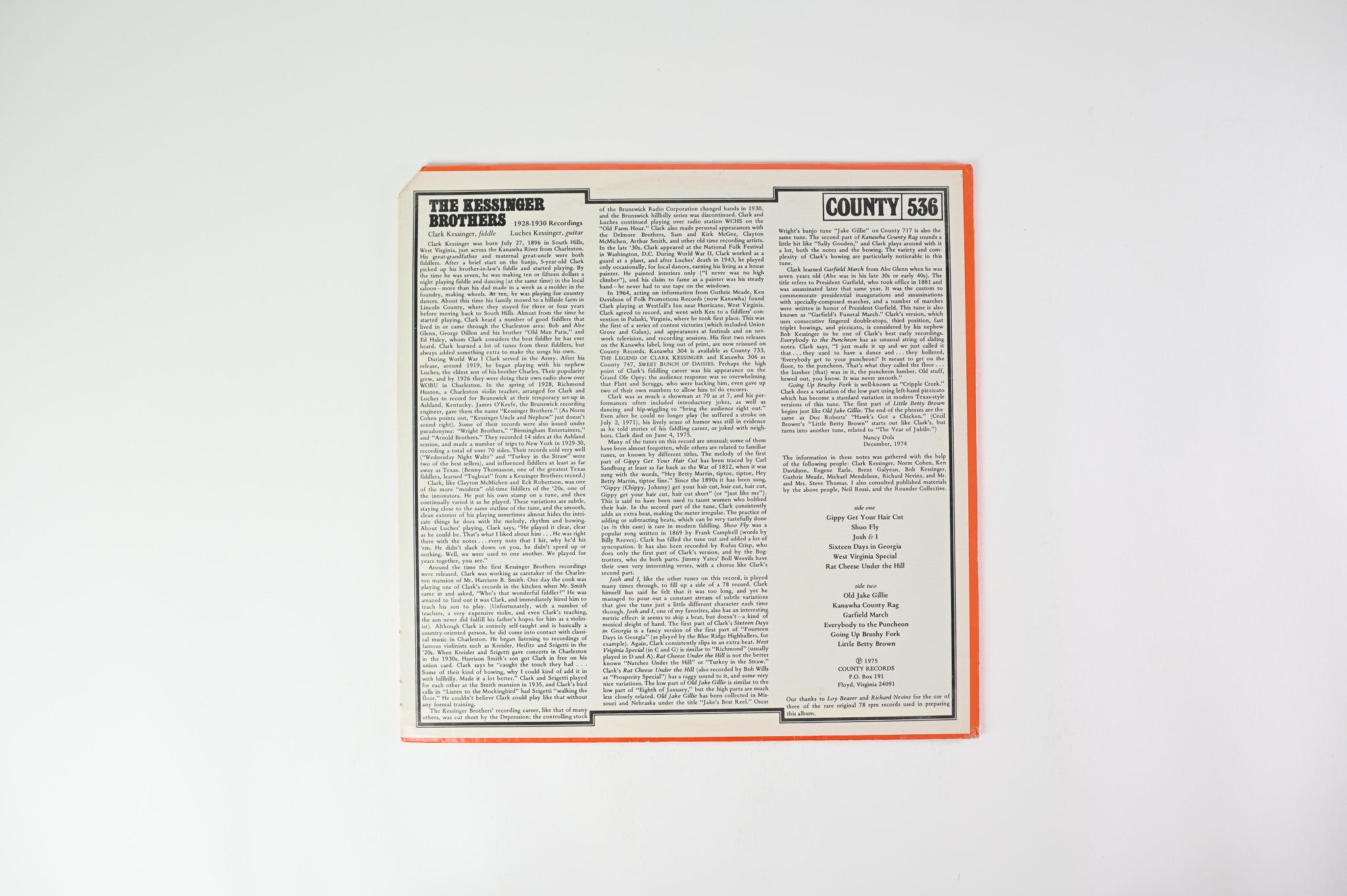 Kessinger Brothers - 1928-1930 on County Sealed Reissue