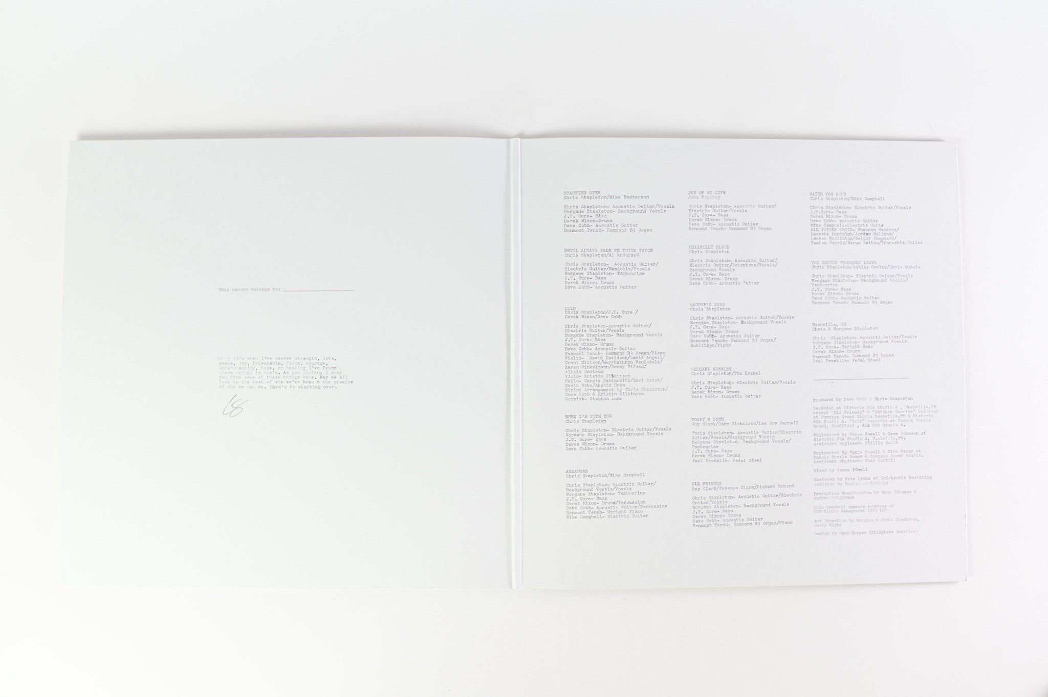 Chris Stapleton - Starting Over on Mercury Nashville