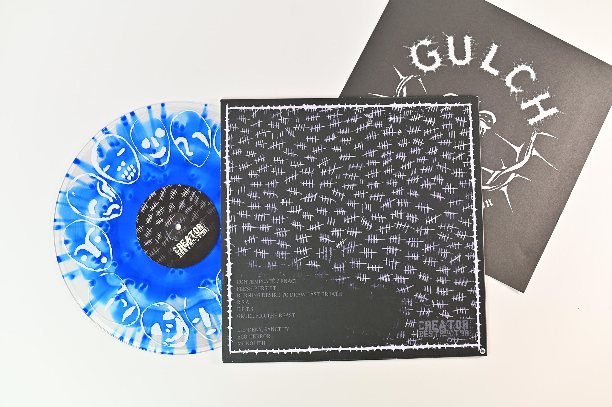 Gulch - Burning Desire To Draw Last Breath // Demolition Of Human Construct on Creator Destructor Ltd Single Sided Sea Blue Swirl Reissue