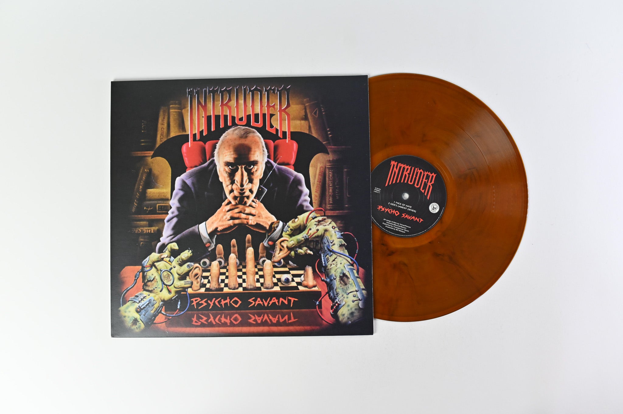 Intruder - Psycho Savant on Lusitanian Music Ltd Brown Marble Reissue