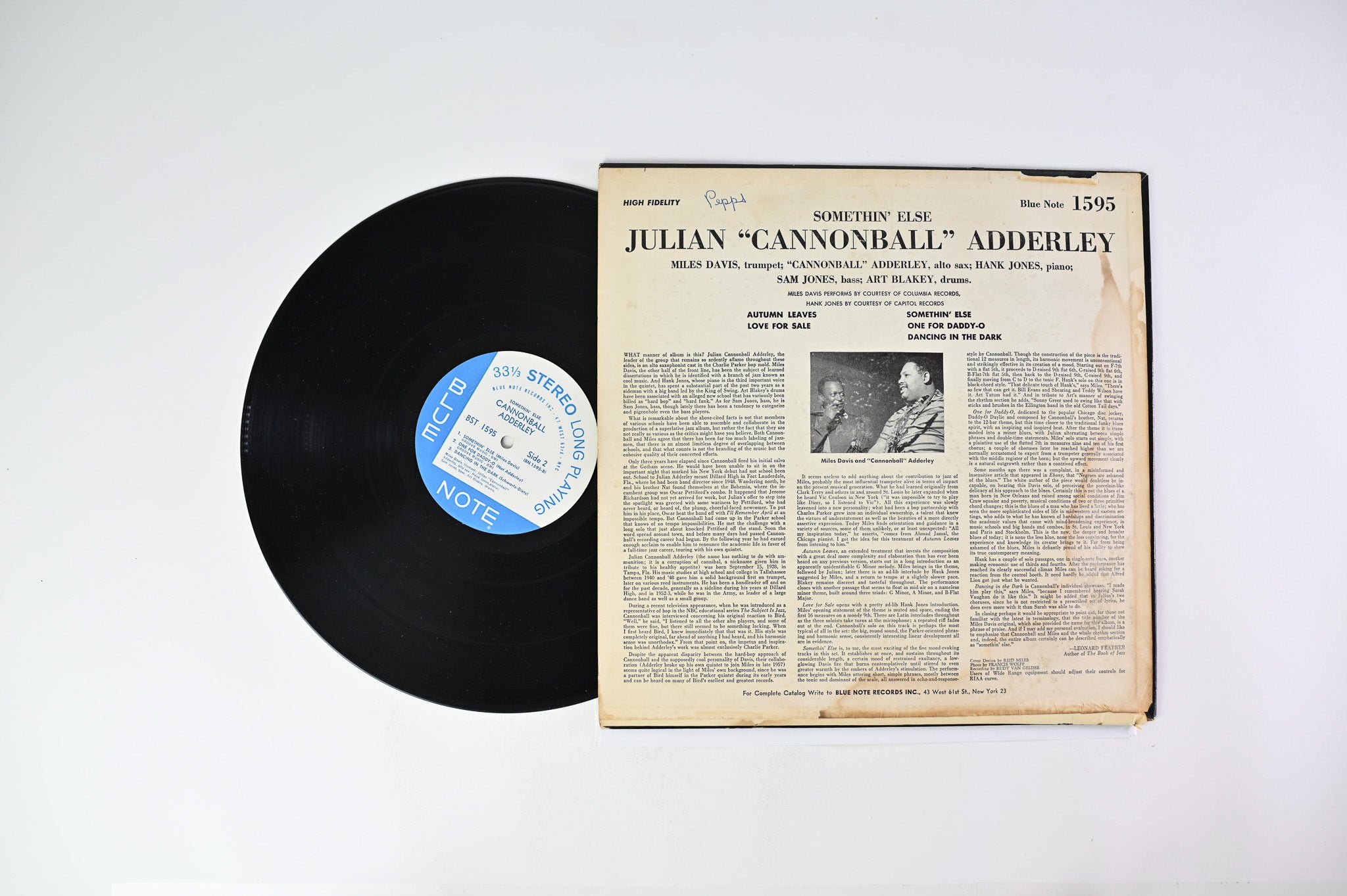Cannonball Adderley - Somethin' Else on Blue Note – BST 1595 - New York 1964 Stereo Pressing RVG Ear