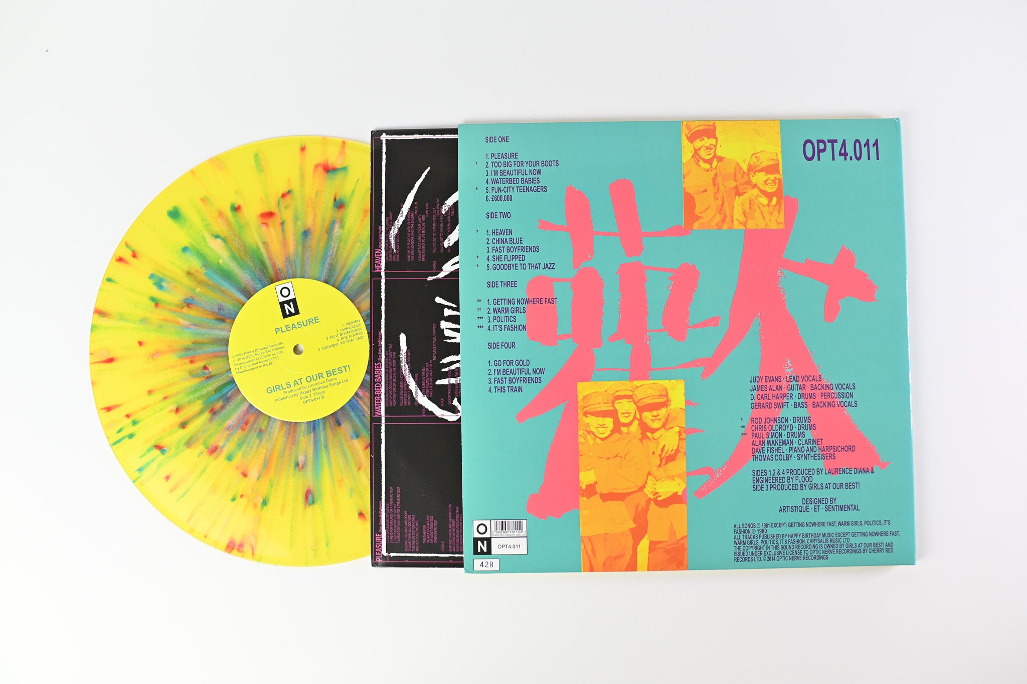 Girls At Our Best - Pleasure on Optic Nerve Numbered Yellow Clear Splatter Reissue