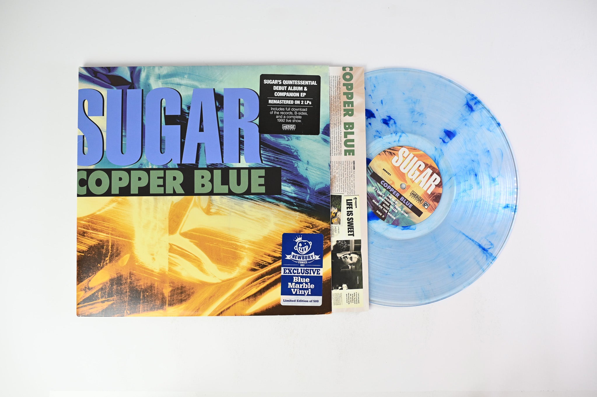 Sugar - Copper Blue / Beaster on Merge Records Blue Marble Vinyl