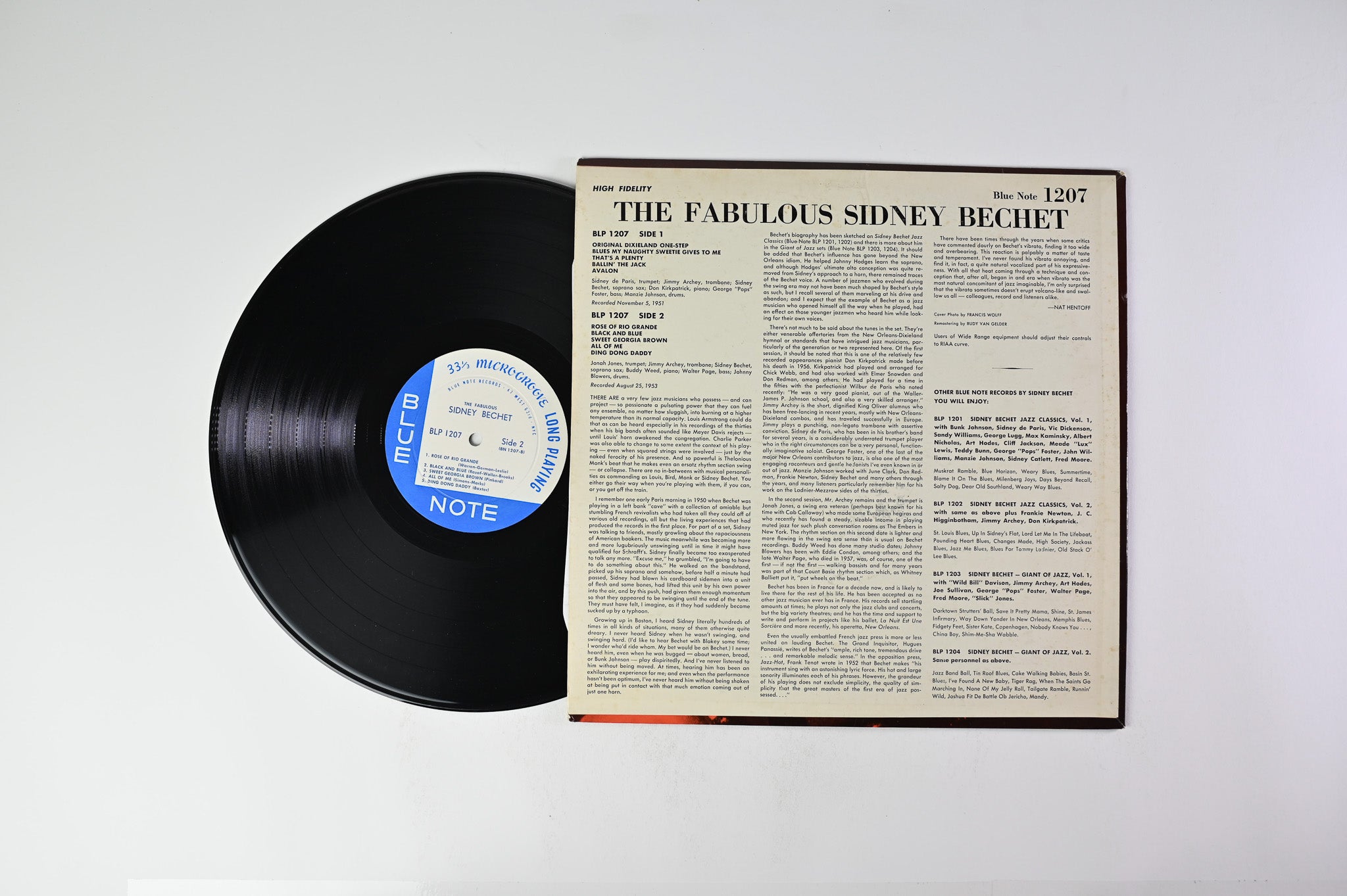 Sidney Bechet - The Fabulous Sidney Bechet on Blue Note W. 63rd – BLP 1207 - Mono
