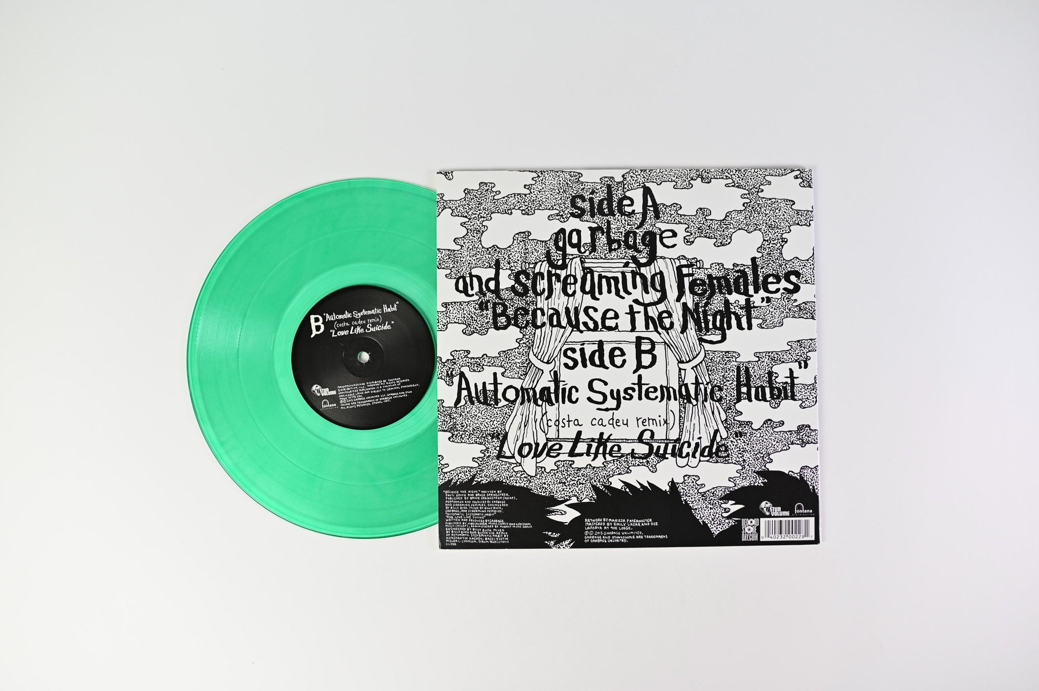 Garbage & Screaming Females - Because The Night on Stun Volume Ltd RSD 2013 Coke Bottle Green 10"