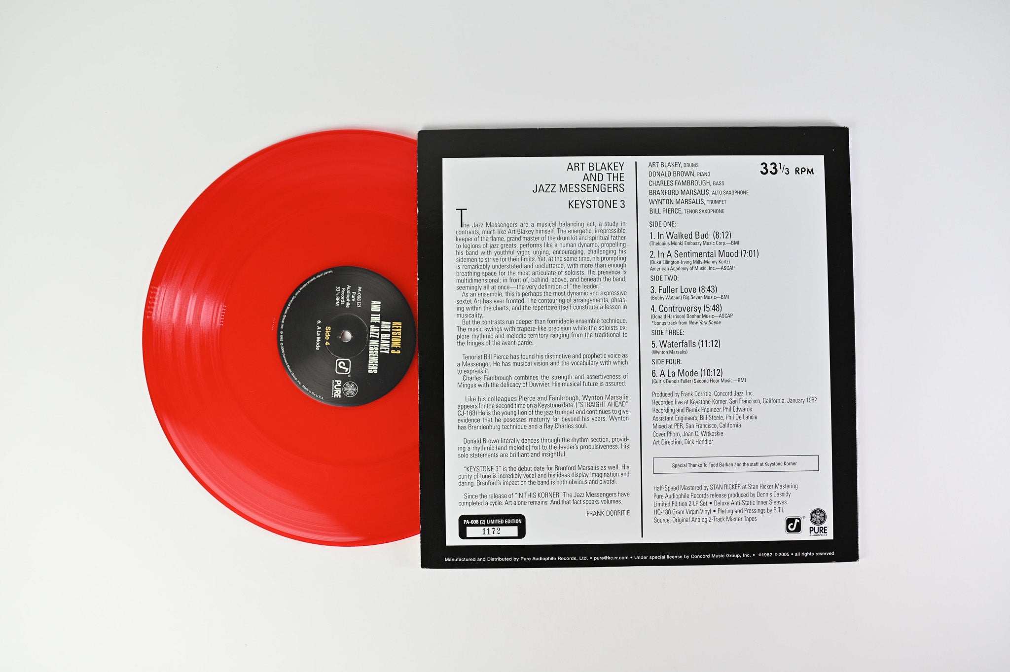 Art Blakey & The Jazz Messengers - Keystone 3 on Pure Audiophile Ltd Numbered Red Vinyl Reissue
