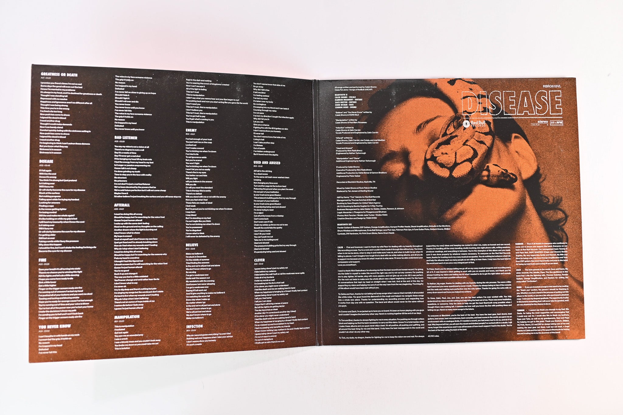 Beartooth - Disease on Red Bull Translucent Orange w/ White Splatter